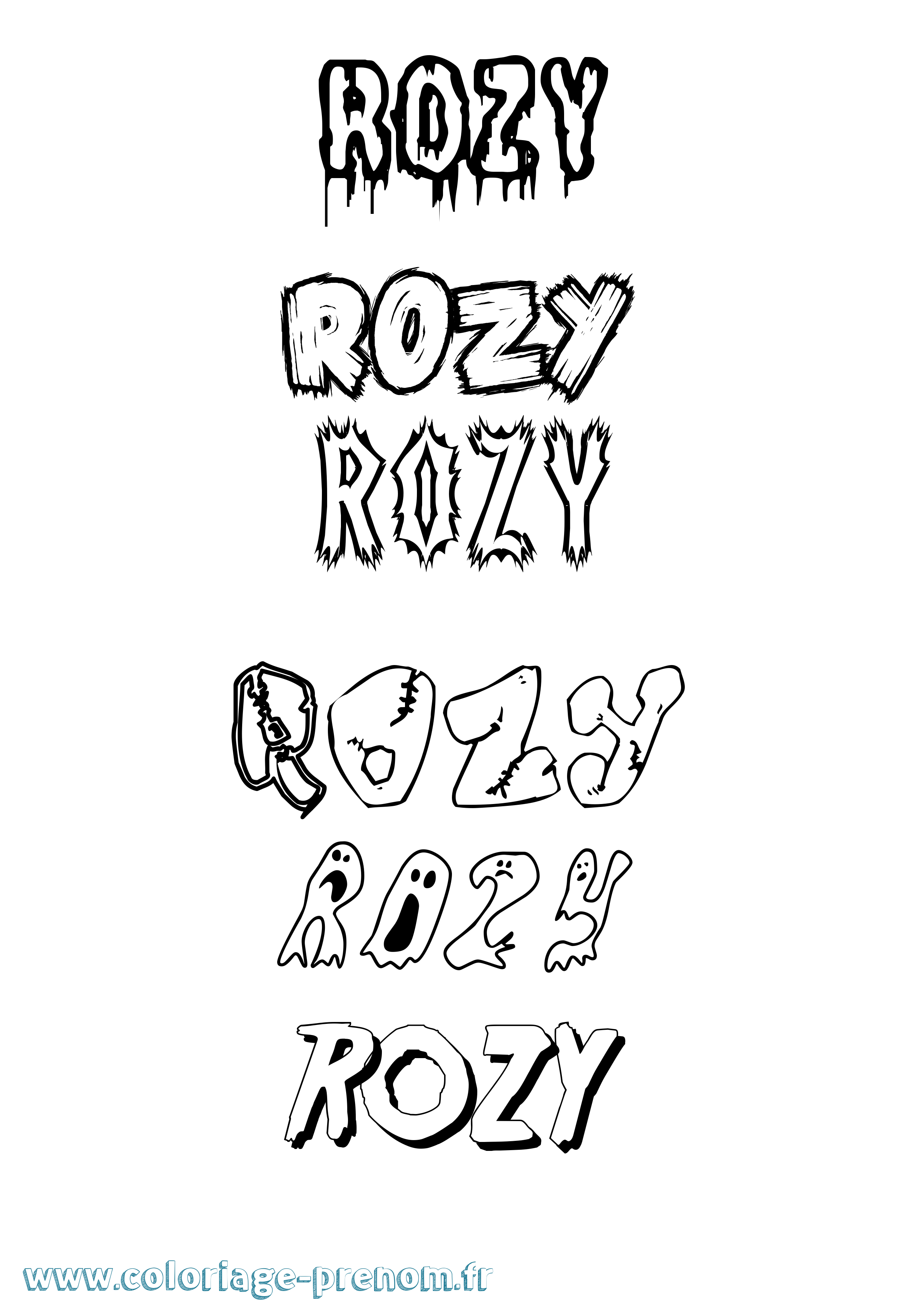 Coloriage prénom Rozy Frisson