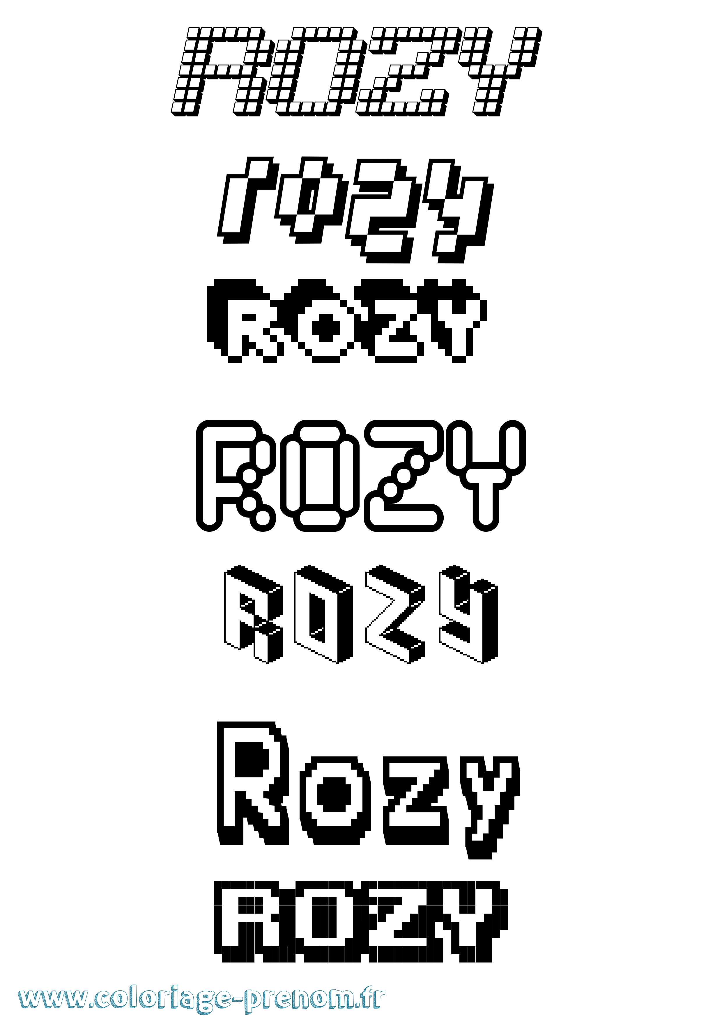 Coloriage prénom Rozy Pixel