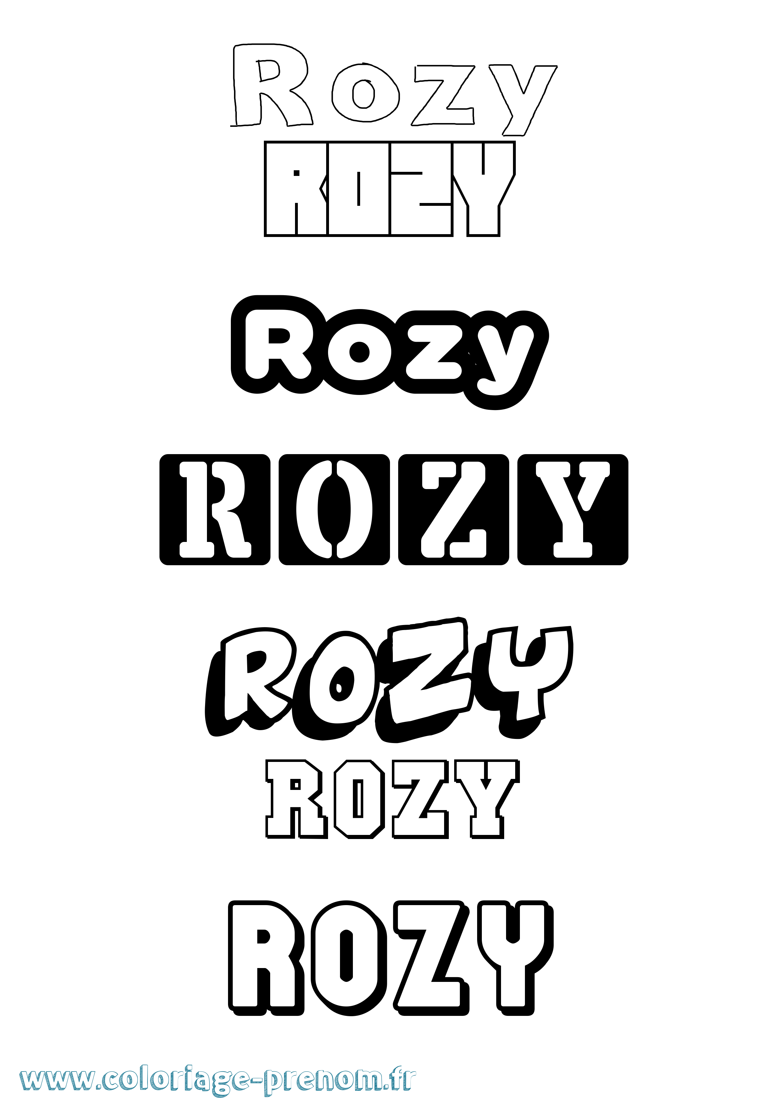 Coloriage prénom Rozy Simple