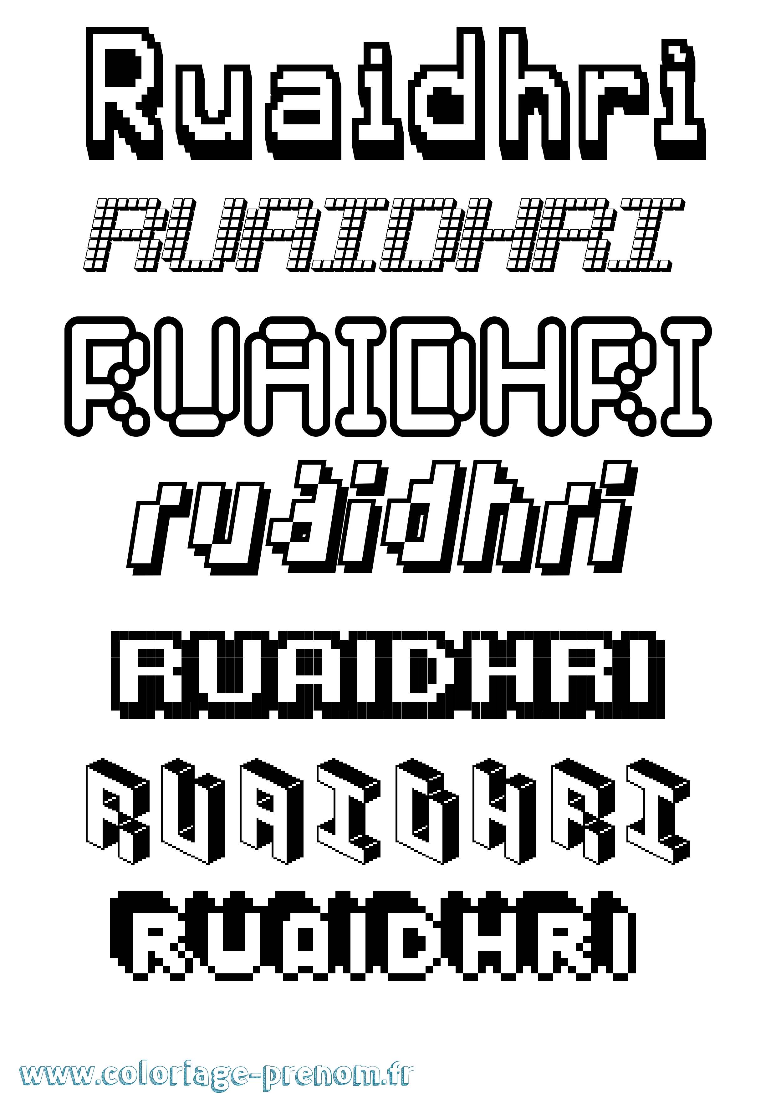 Coloriage prénom Ruaidhrí Pixel