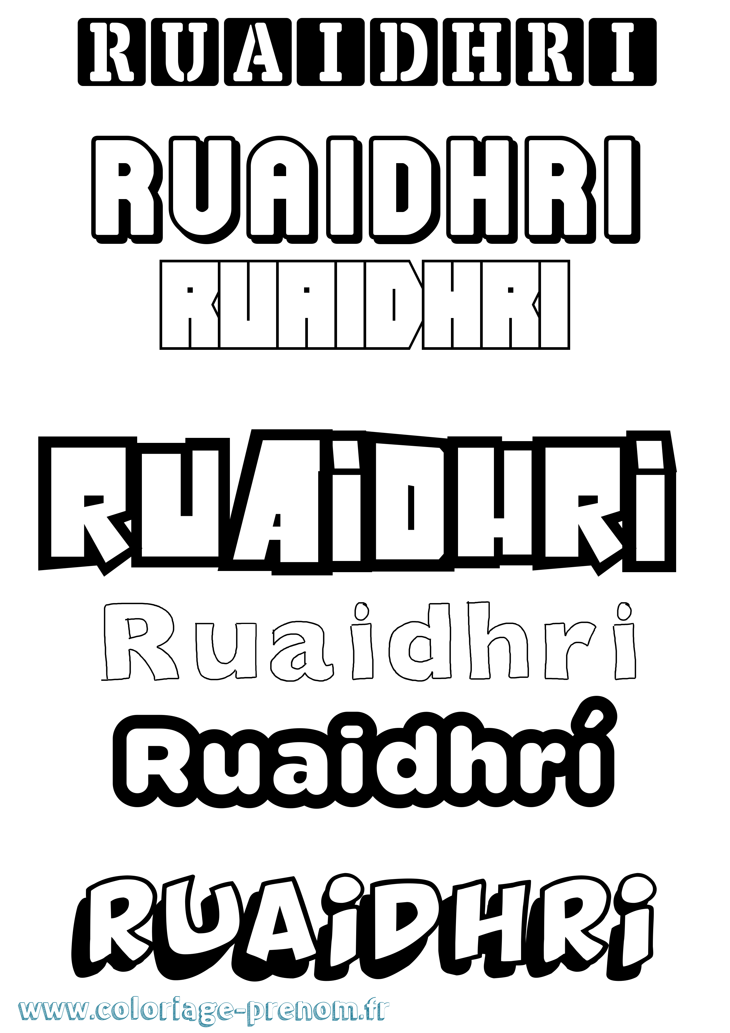 Coloriage prénom Ruaidhrí Simple