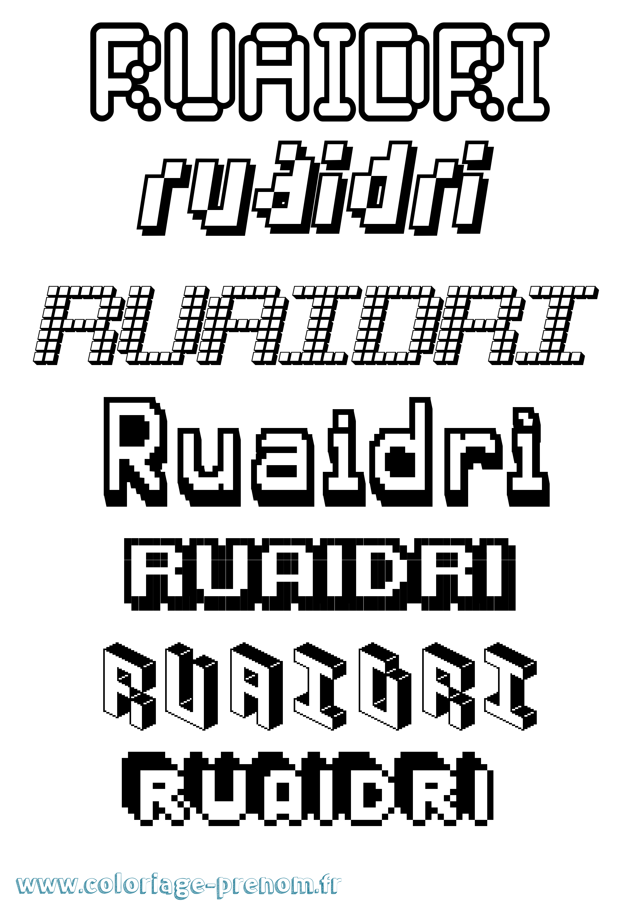 Coloriage prénom Ruaidrí Pixel