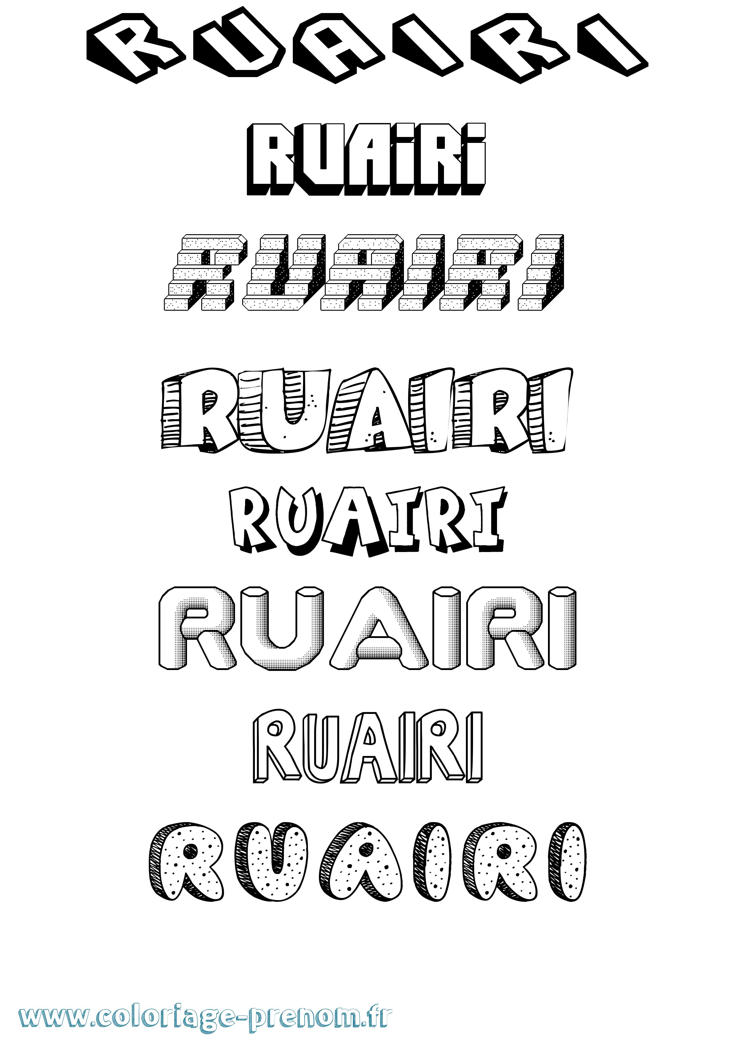 Coloriage prénom Ruairi Effet 3D