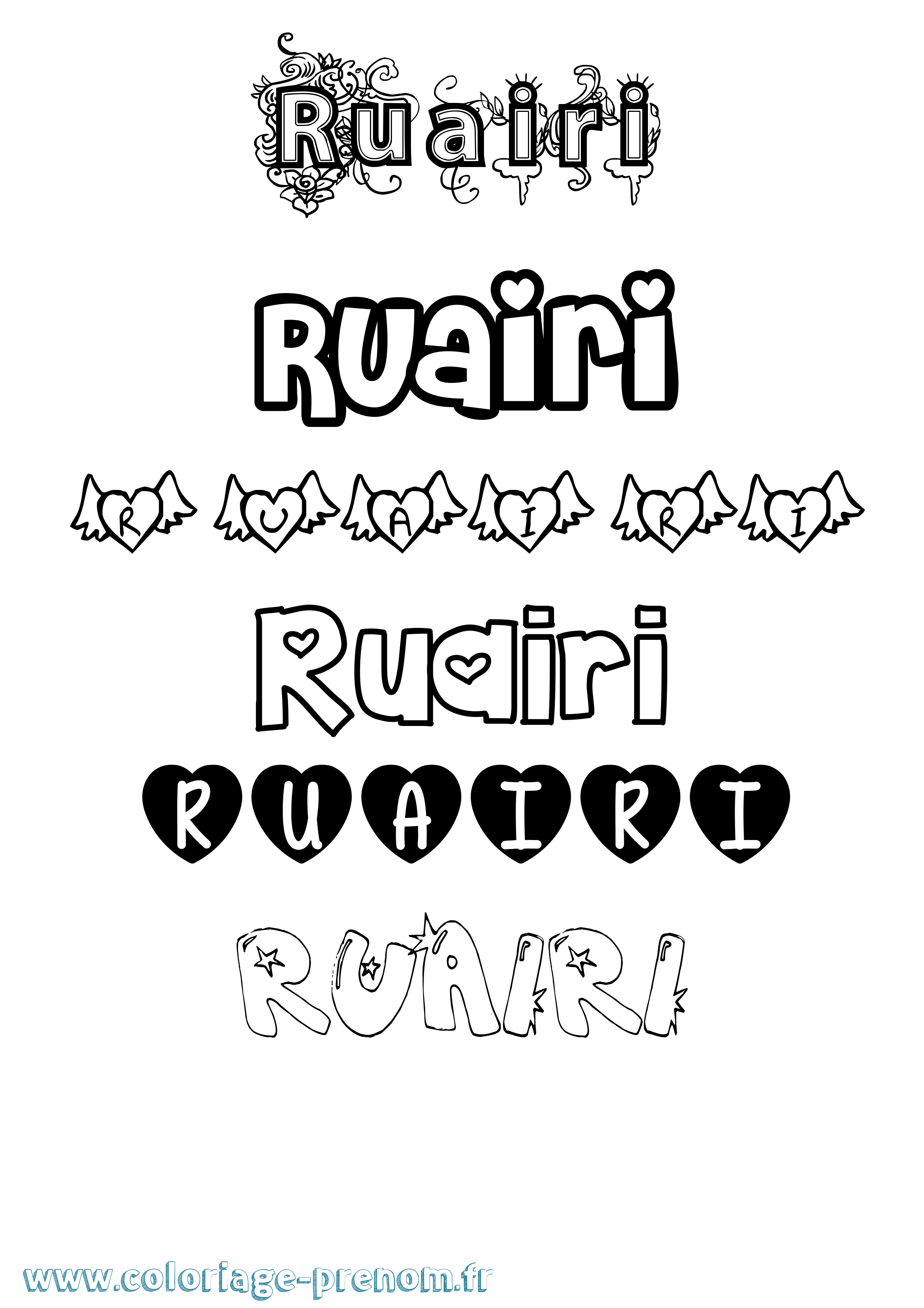 Coloriage prénom Ruairi Girly
