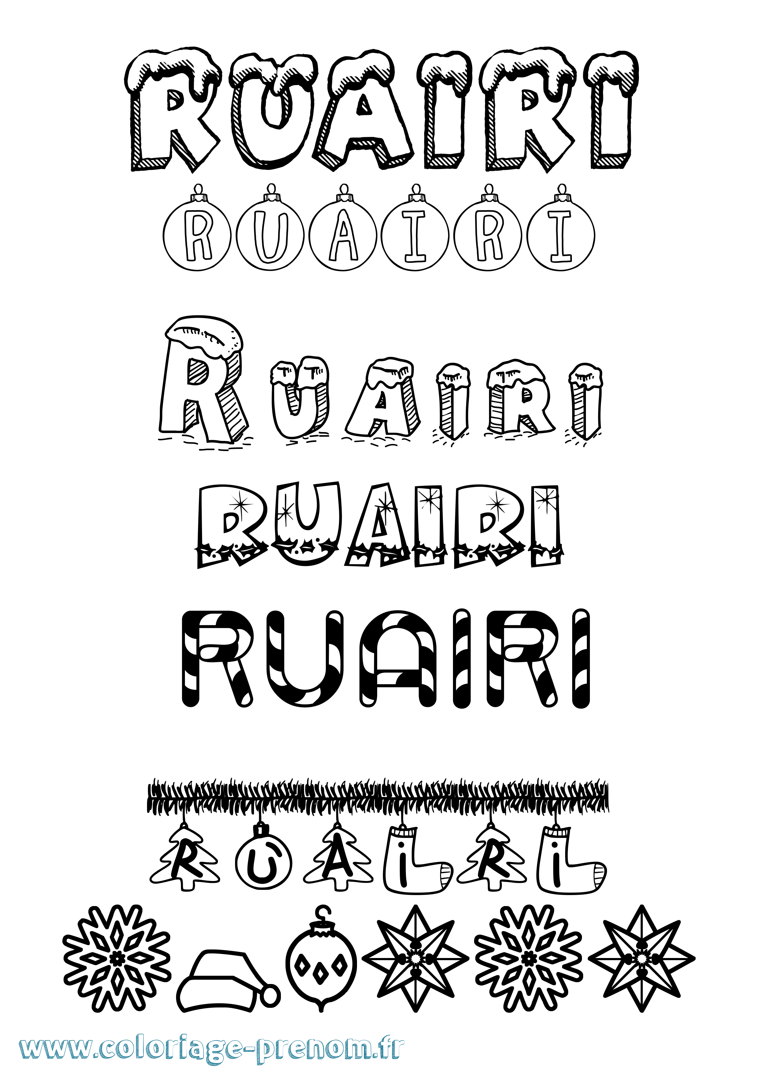 Coloriage prénom Ruairi Noël