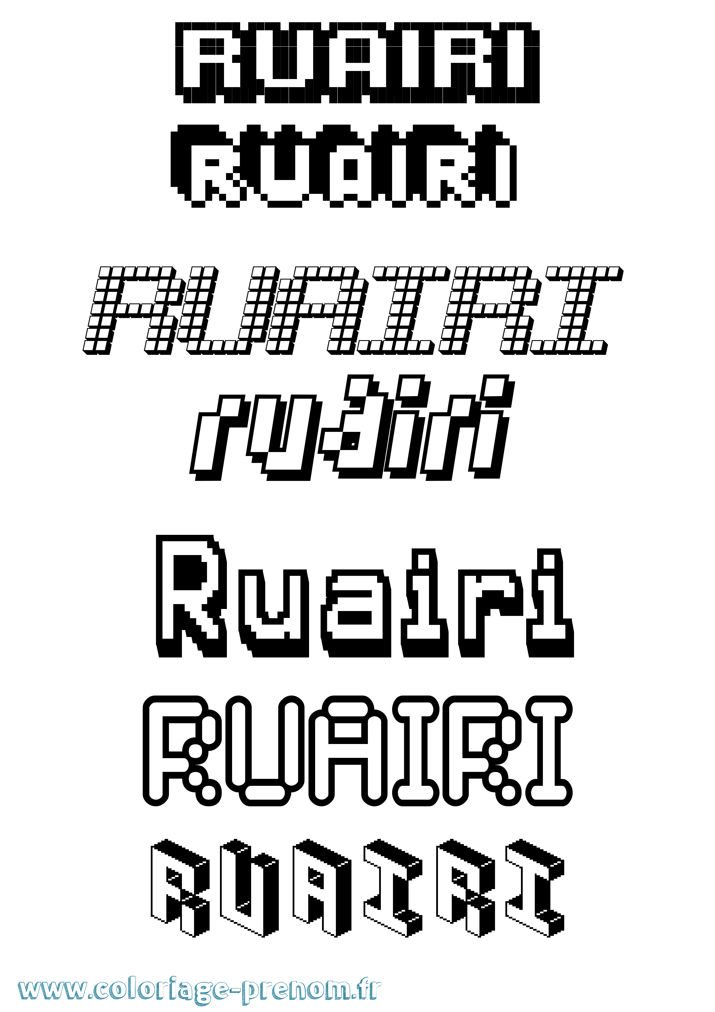 Coloriage prénom Ruairi Pixel