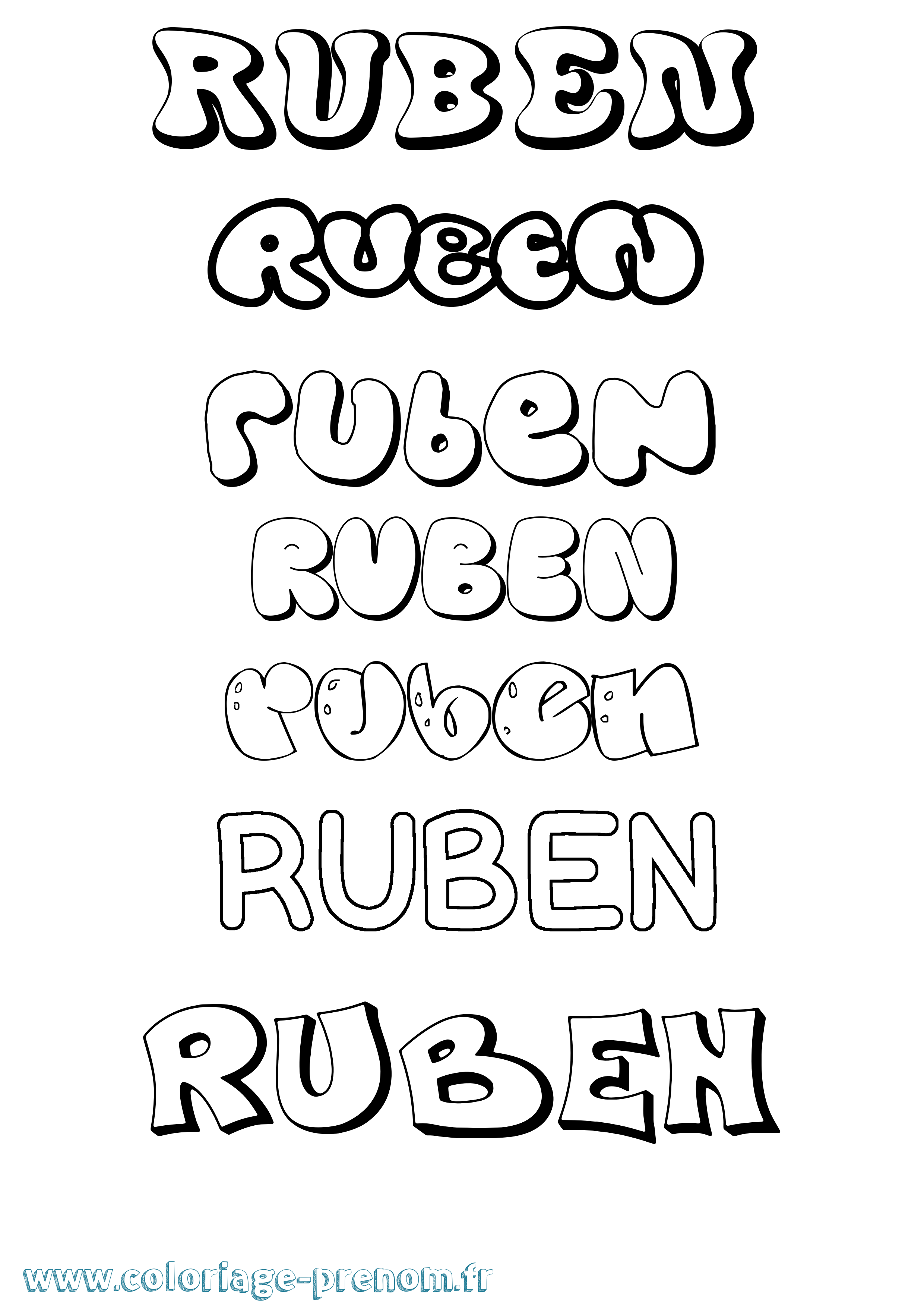 Coloriage Ruben Bubble Coloriage prénom Ruben Bubble