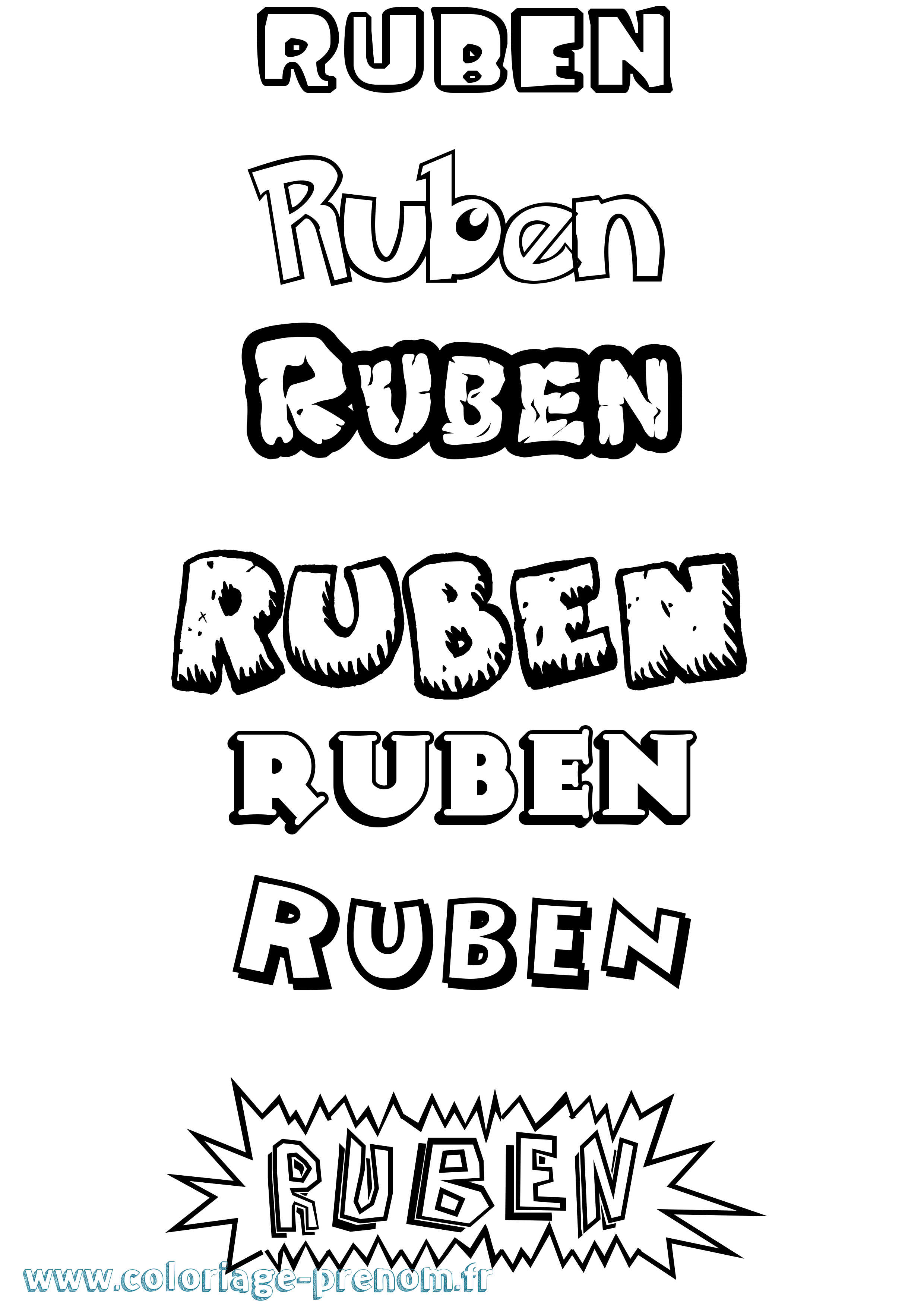 Coloriage prénom Ruben Dessin Animé