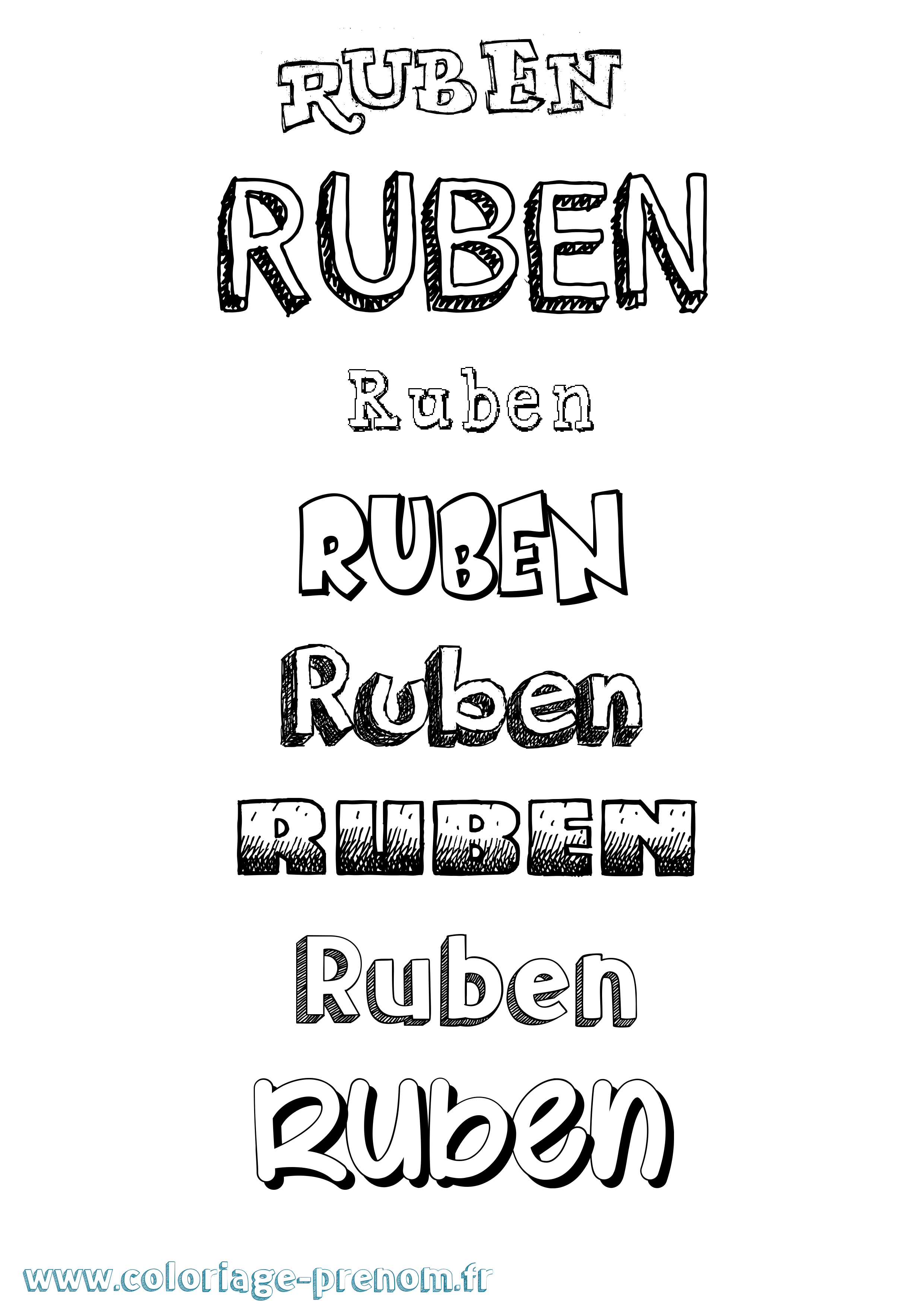 Coloriage prénom Ruben Dessiné