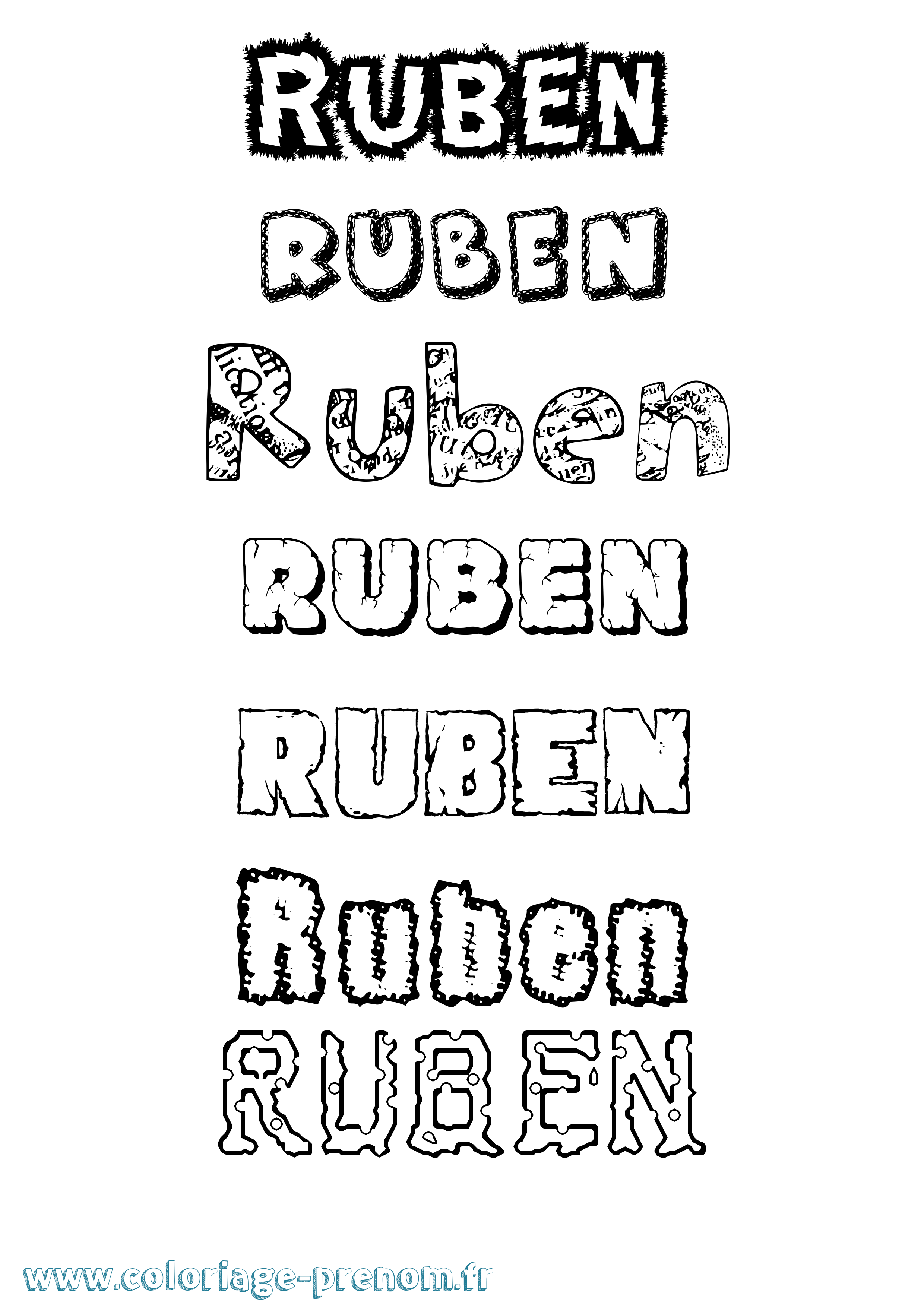 Coloriage Ruben Destructuré Coloriage prénom Ruben Destructuré