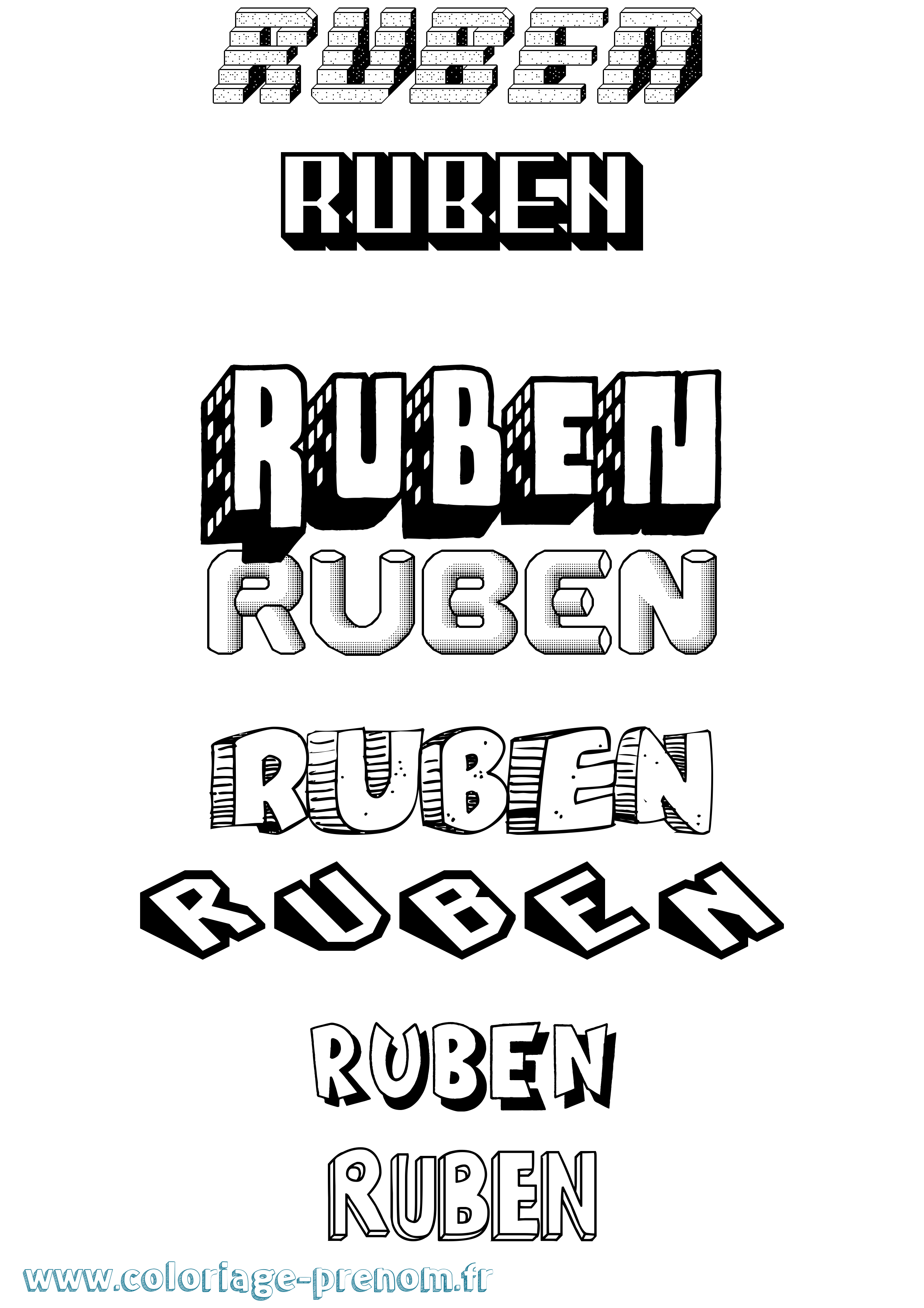 Coloriage prénom Ruben