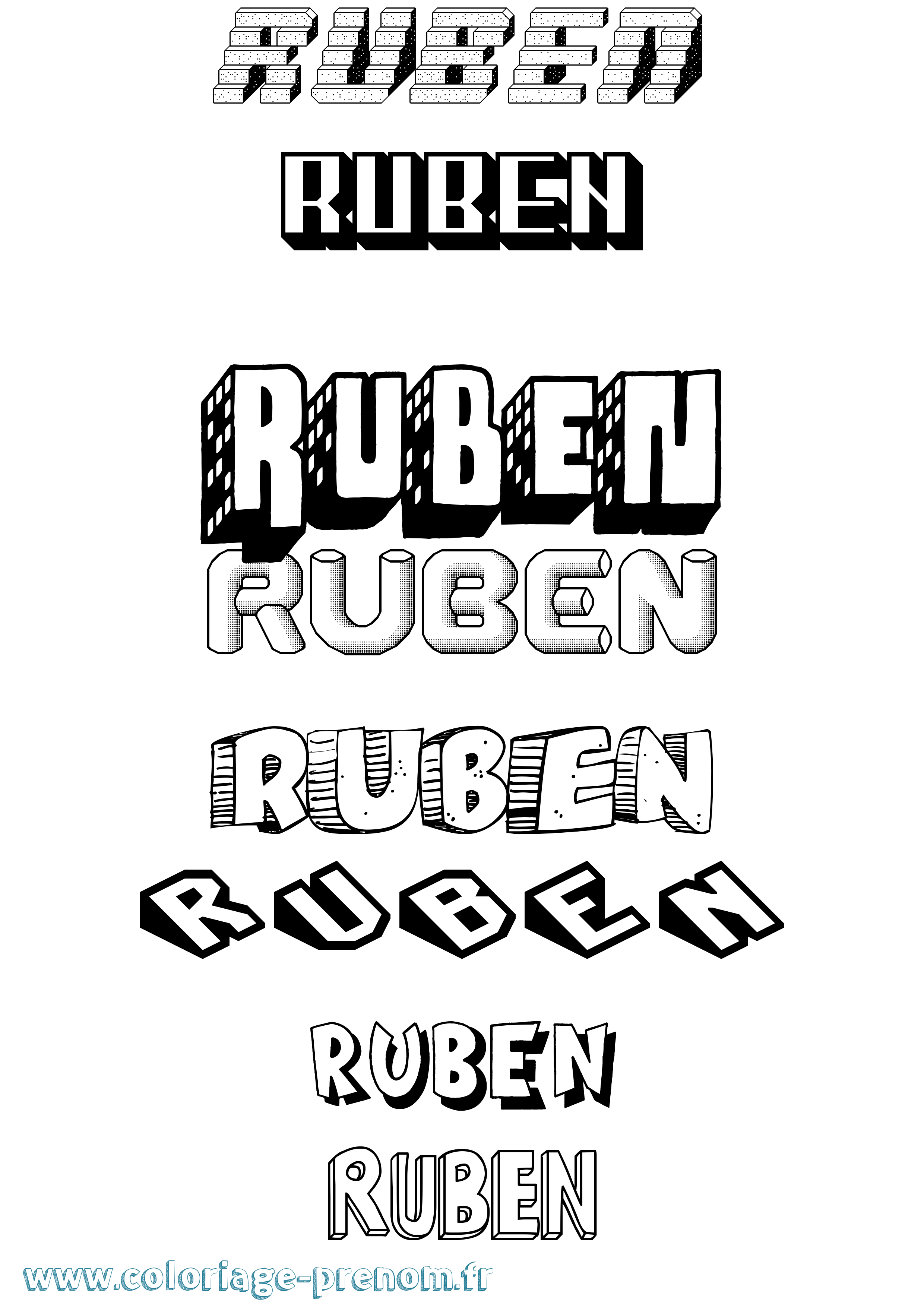 Coloriage Ruben Effet 3D Coloriage prénom Ruben Effet 3D