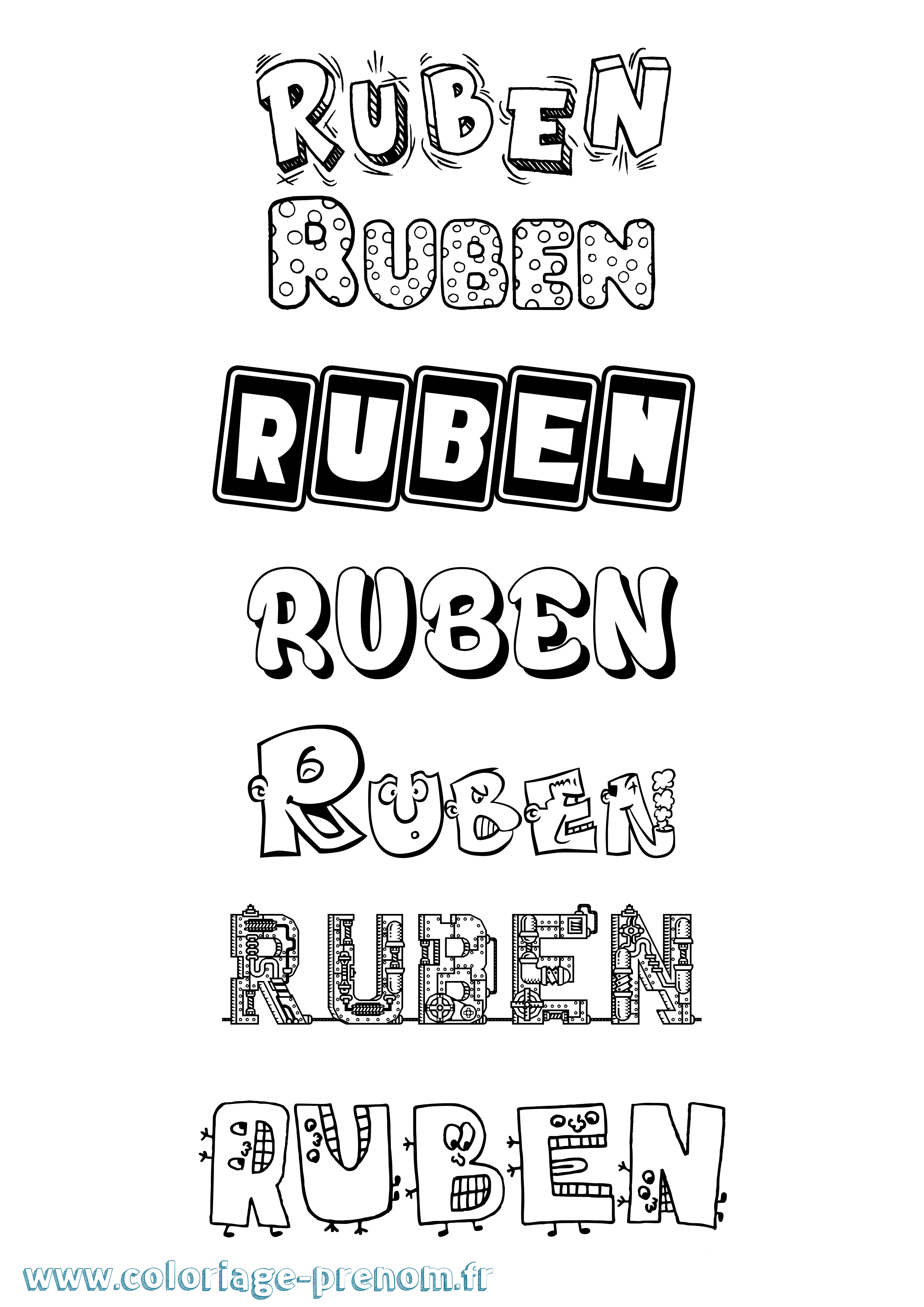 Coloriage prénom Ruben Fun