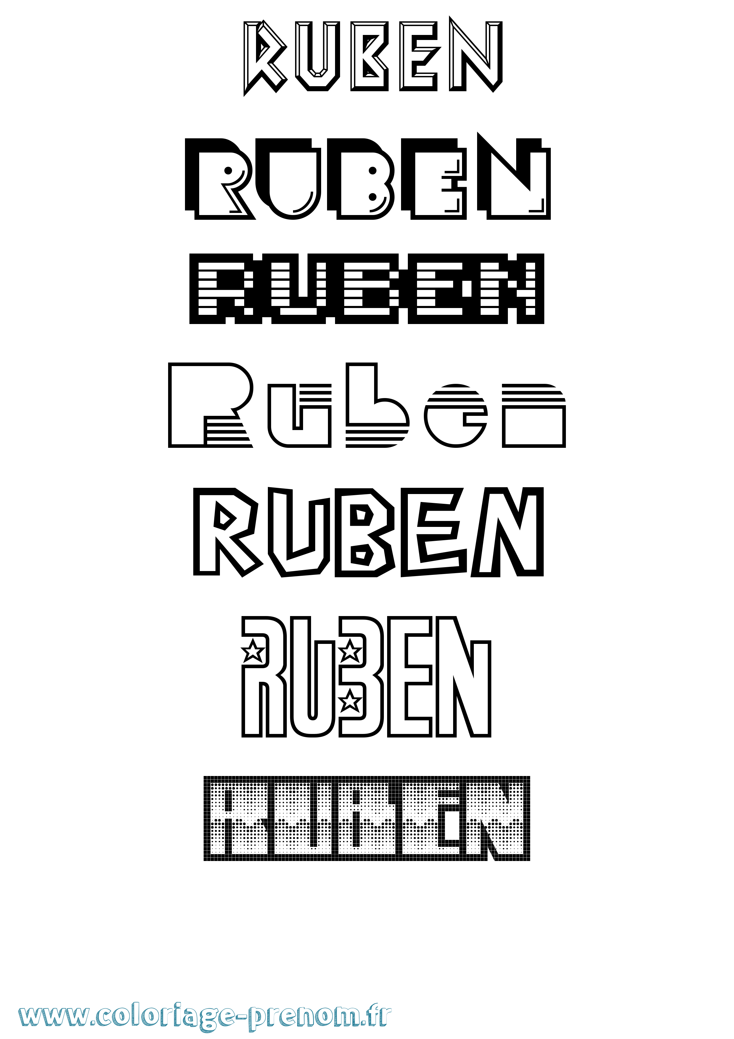 Coloriage Ruben Jeux Vidéos Coloriage prénom Ruben Jeux Vidéos