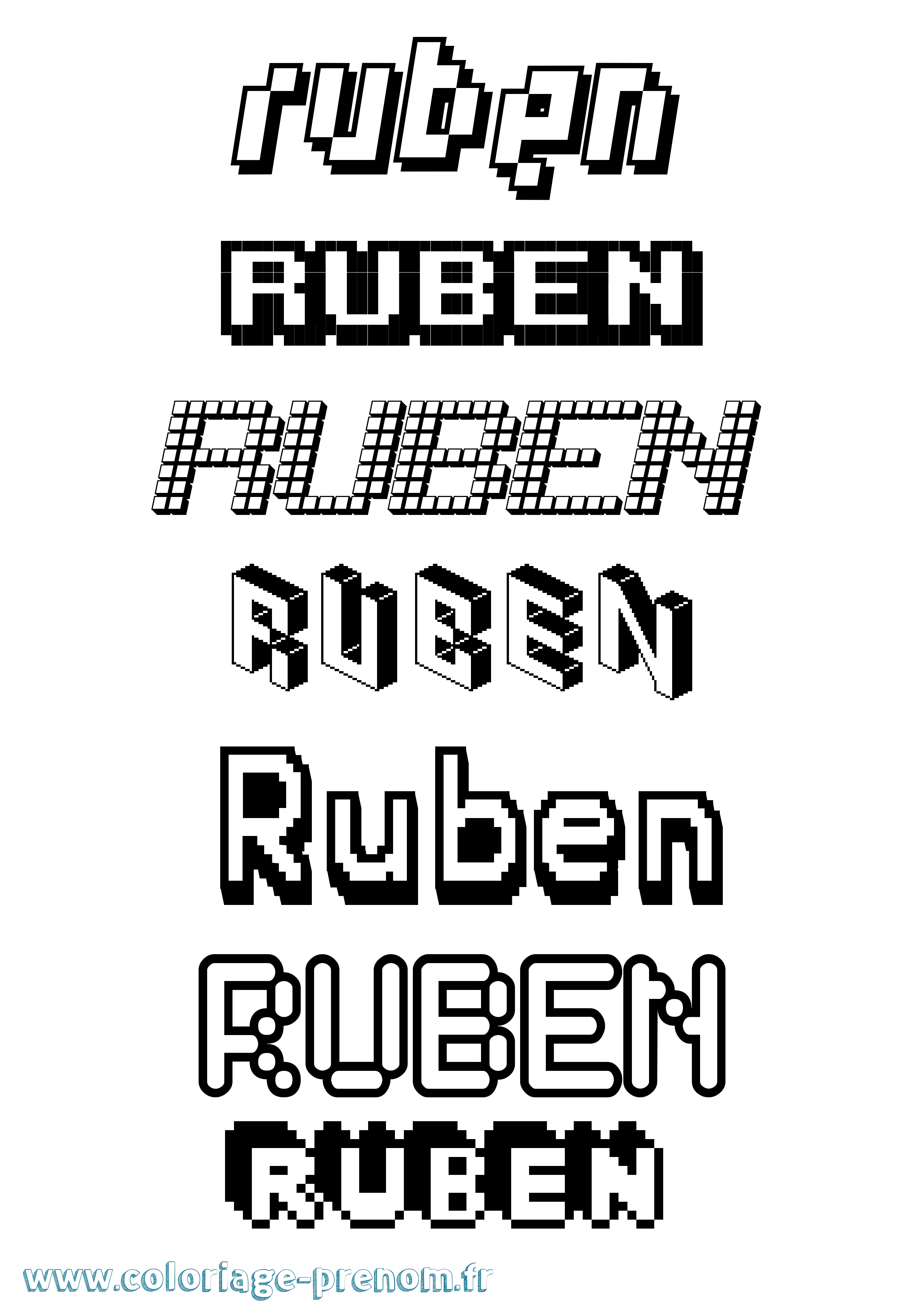 Coloriage Ruben Pixel Coloriage prénom Ruben Pixel