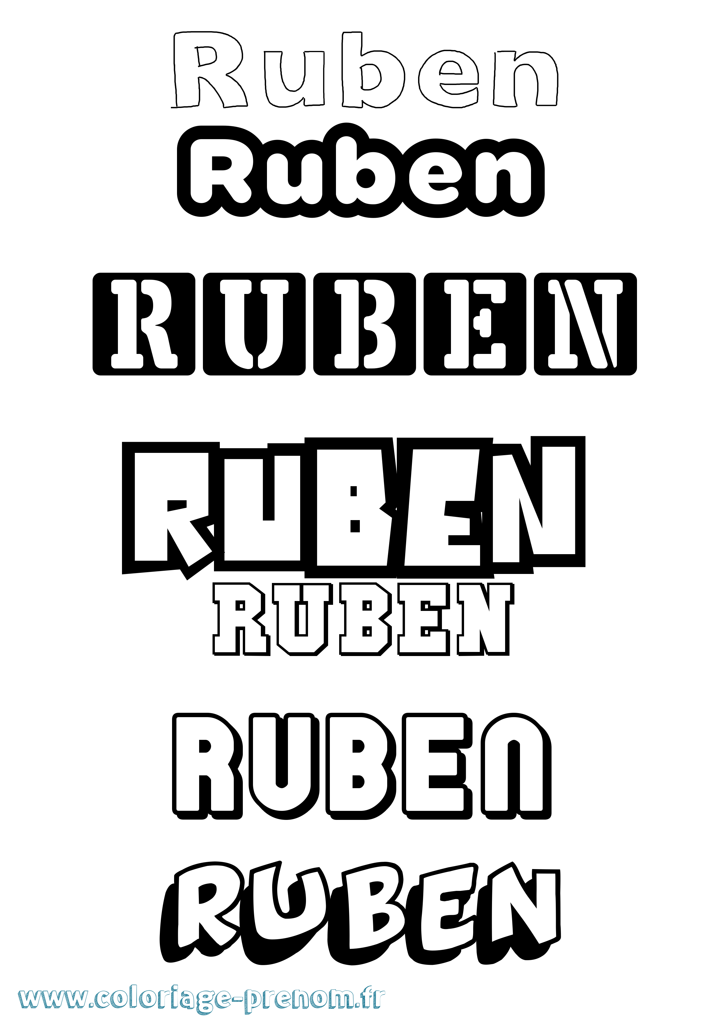 Coloriage prénom Ruben Simple