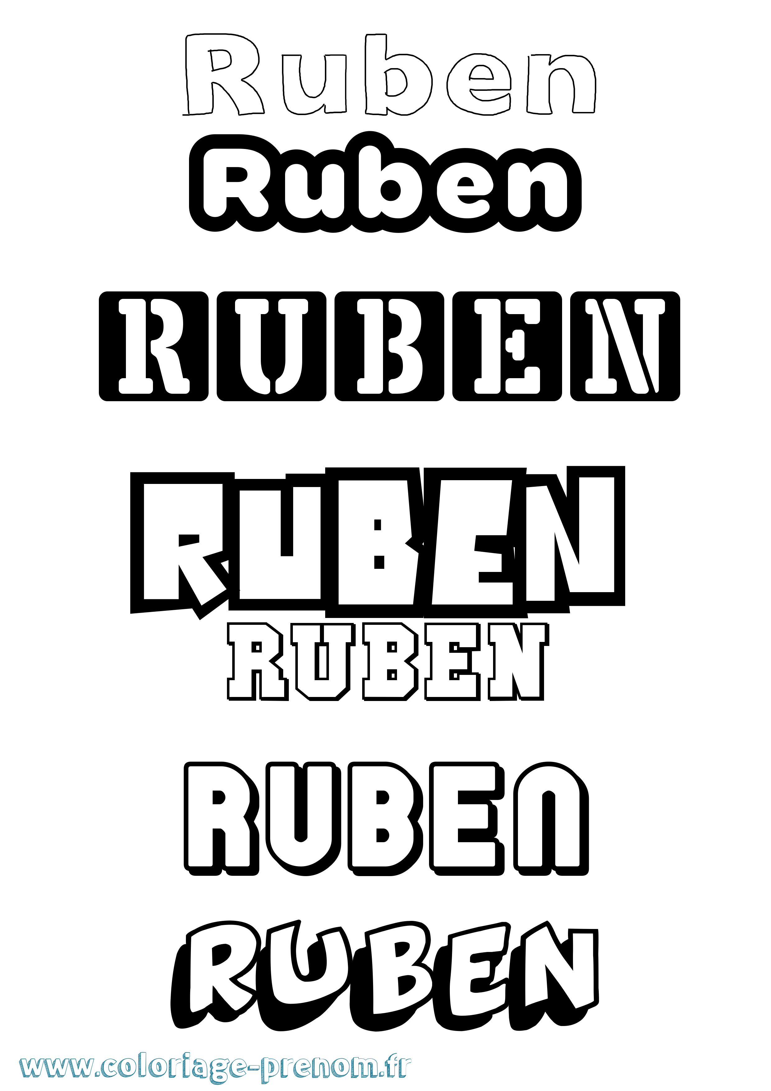 Coloriage Ruben Simple Coloriage prénom Ruben Simple