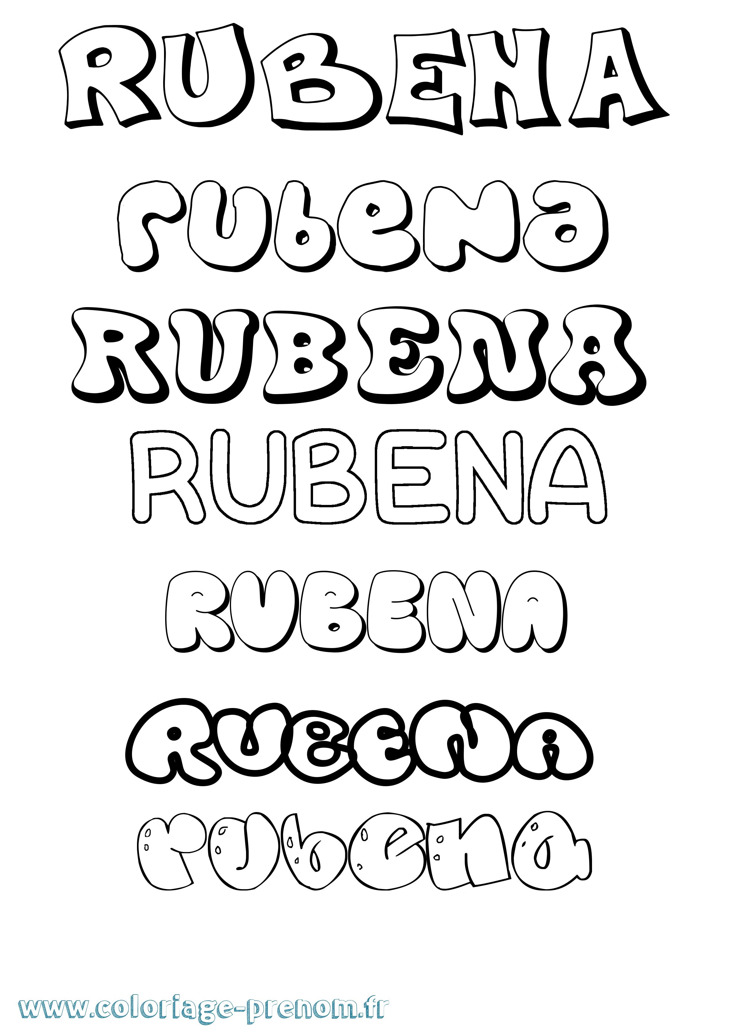 Coloriage prénom Rubena Bubble