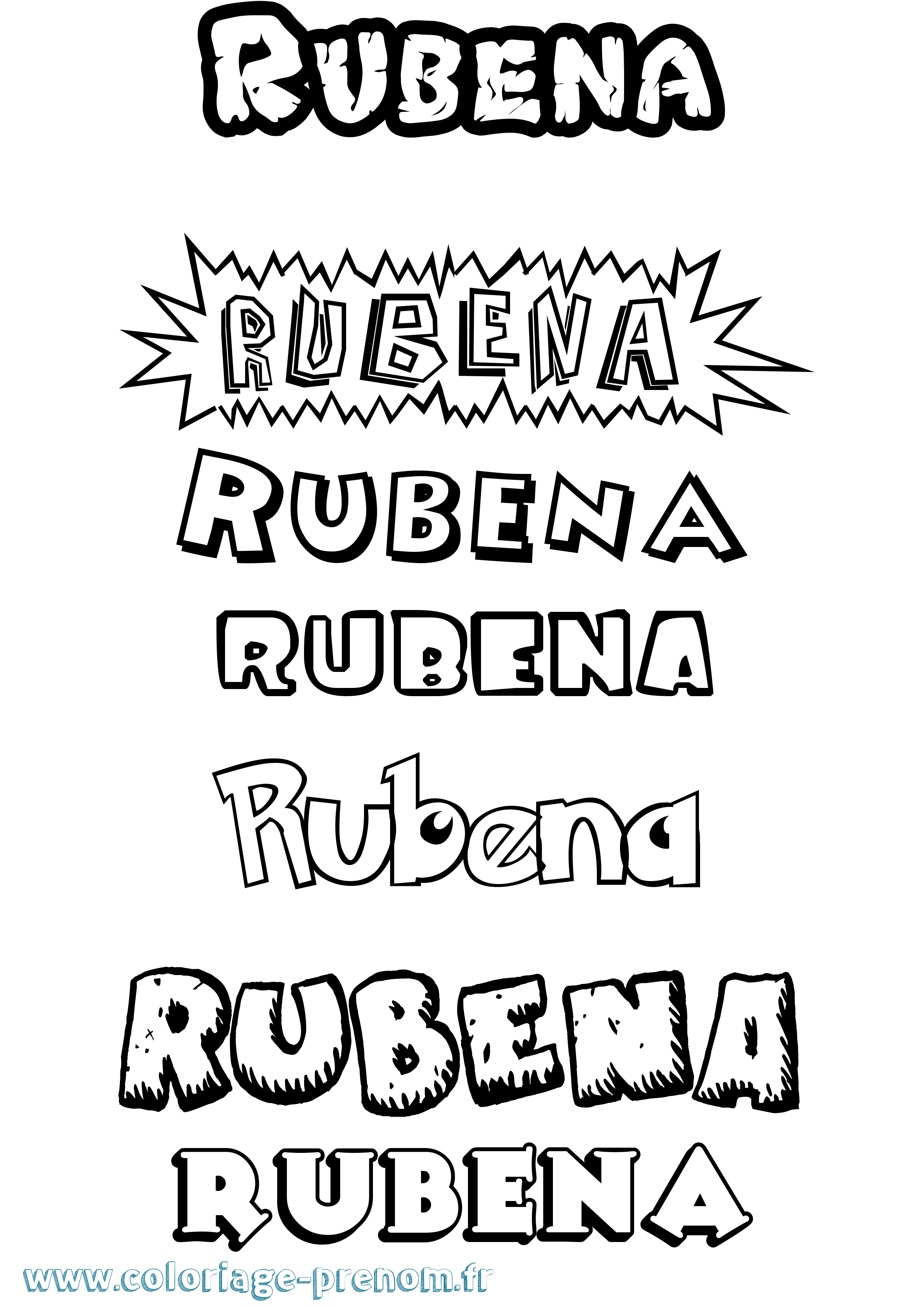 Coloriage prénom Rubena Dessin Animé