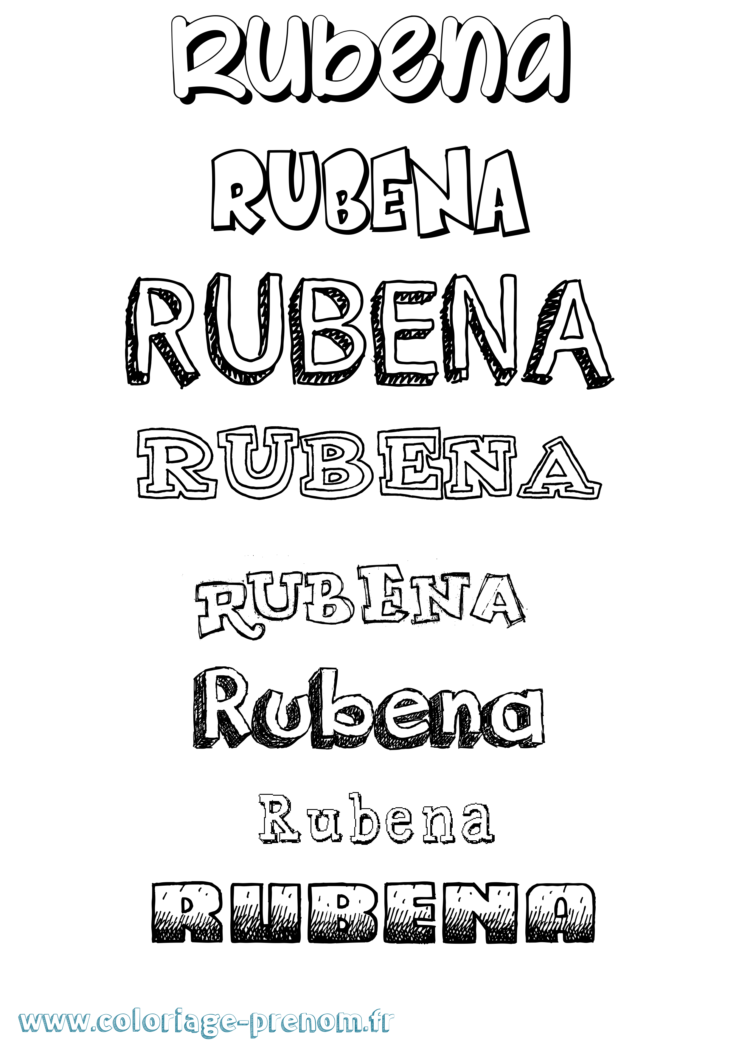 Coloriage prénom Rubena Dessiné