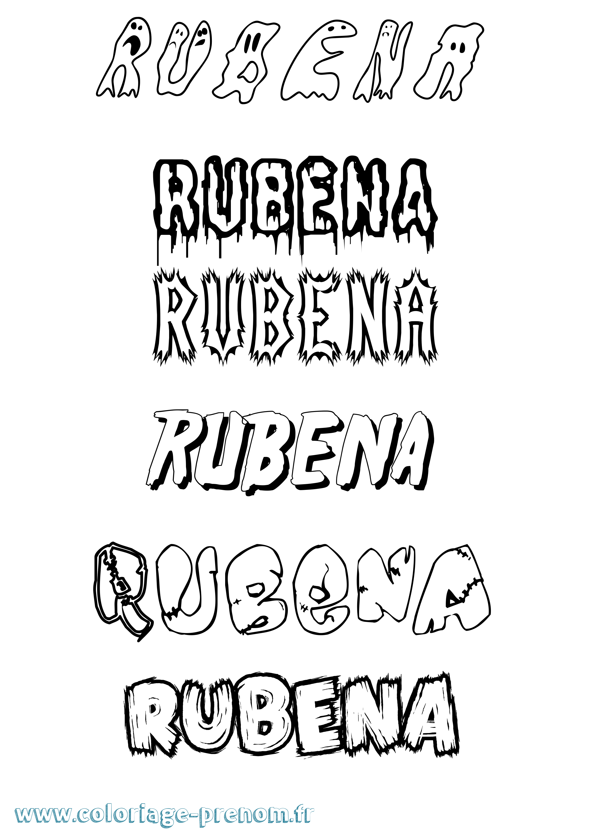 Coloriage prénom Rubena Frisson
