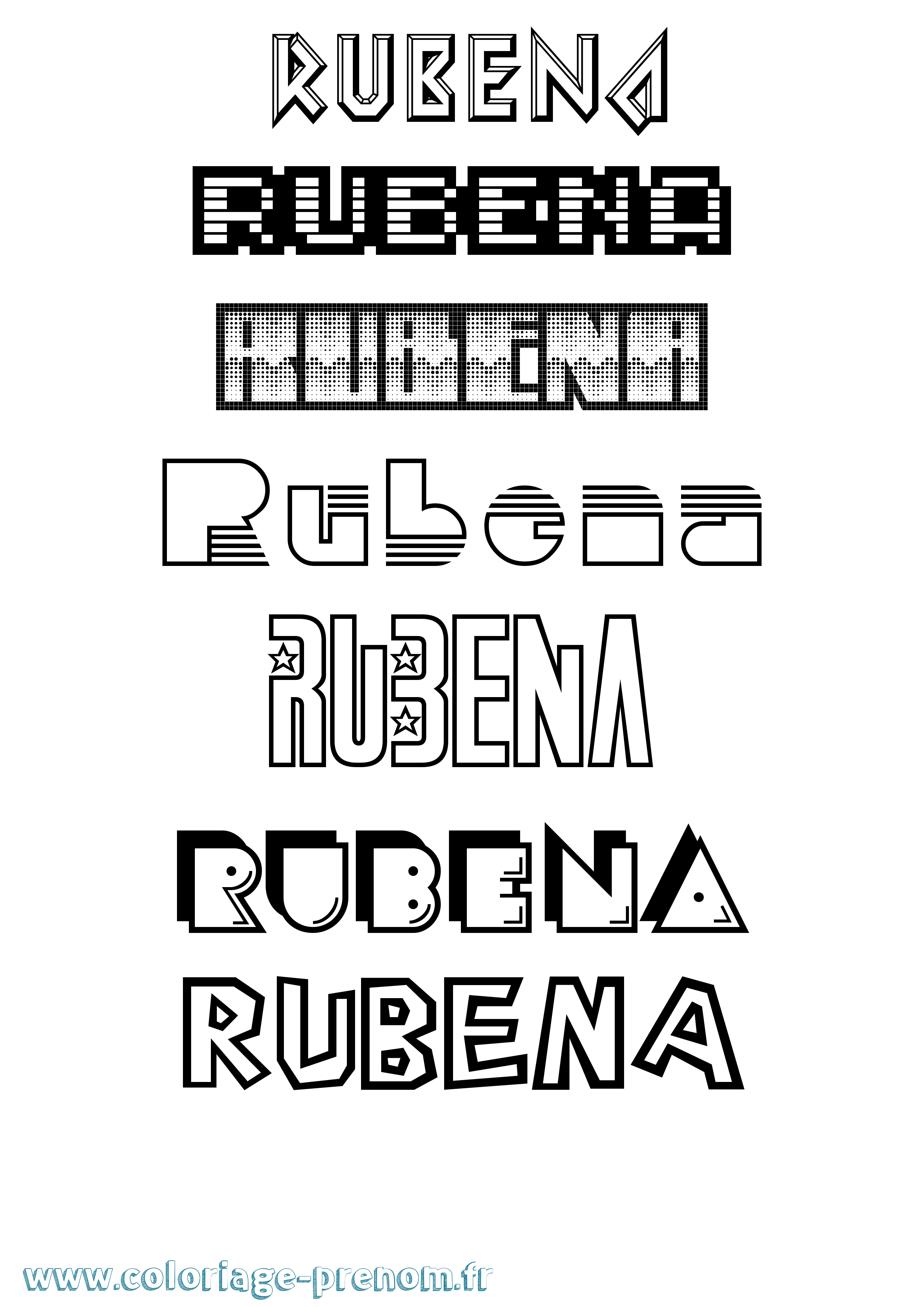 Coloriage prénom Rubena Jeux Vidéos