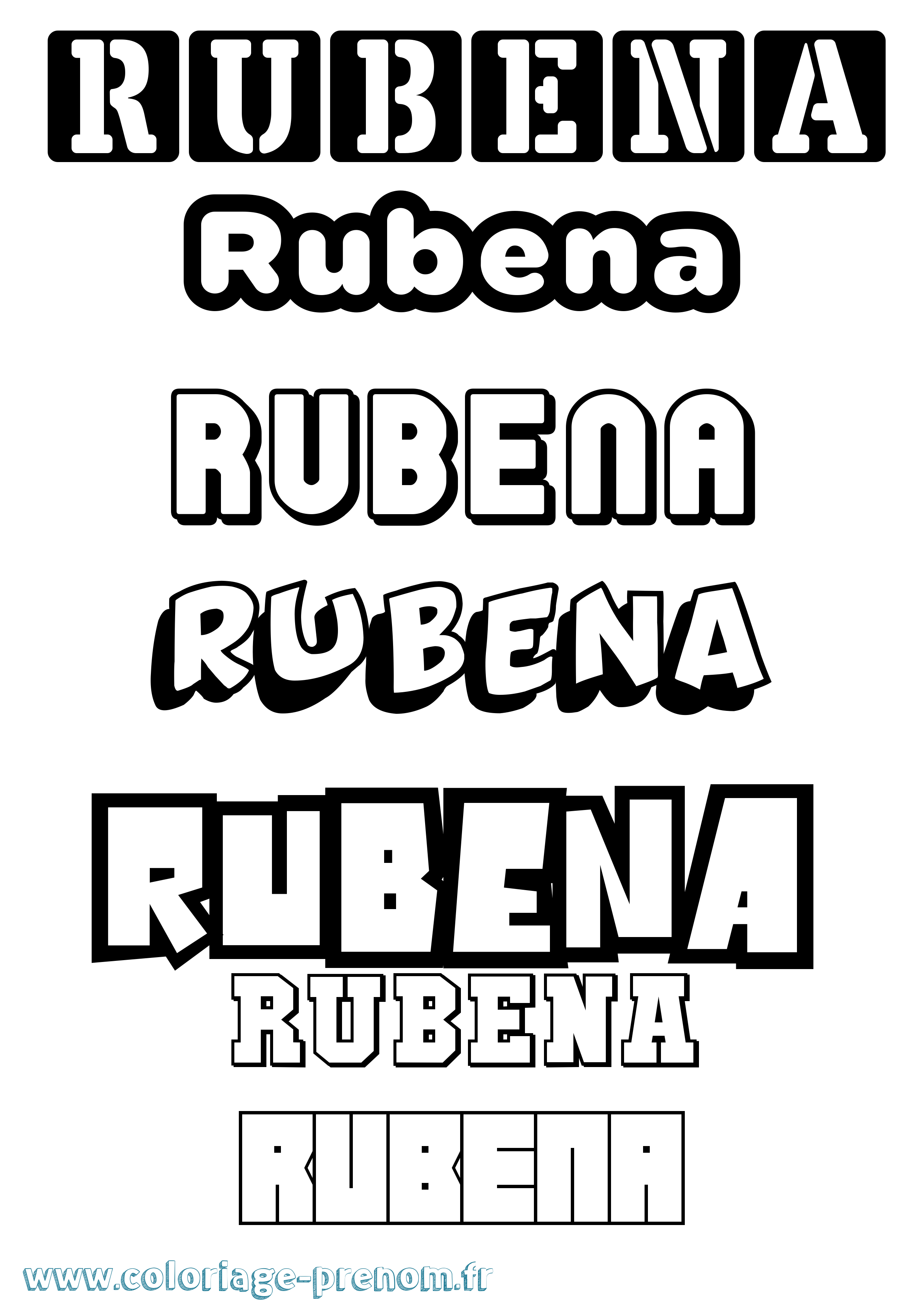 Coloriage prénom Rubena Simple