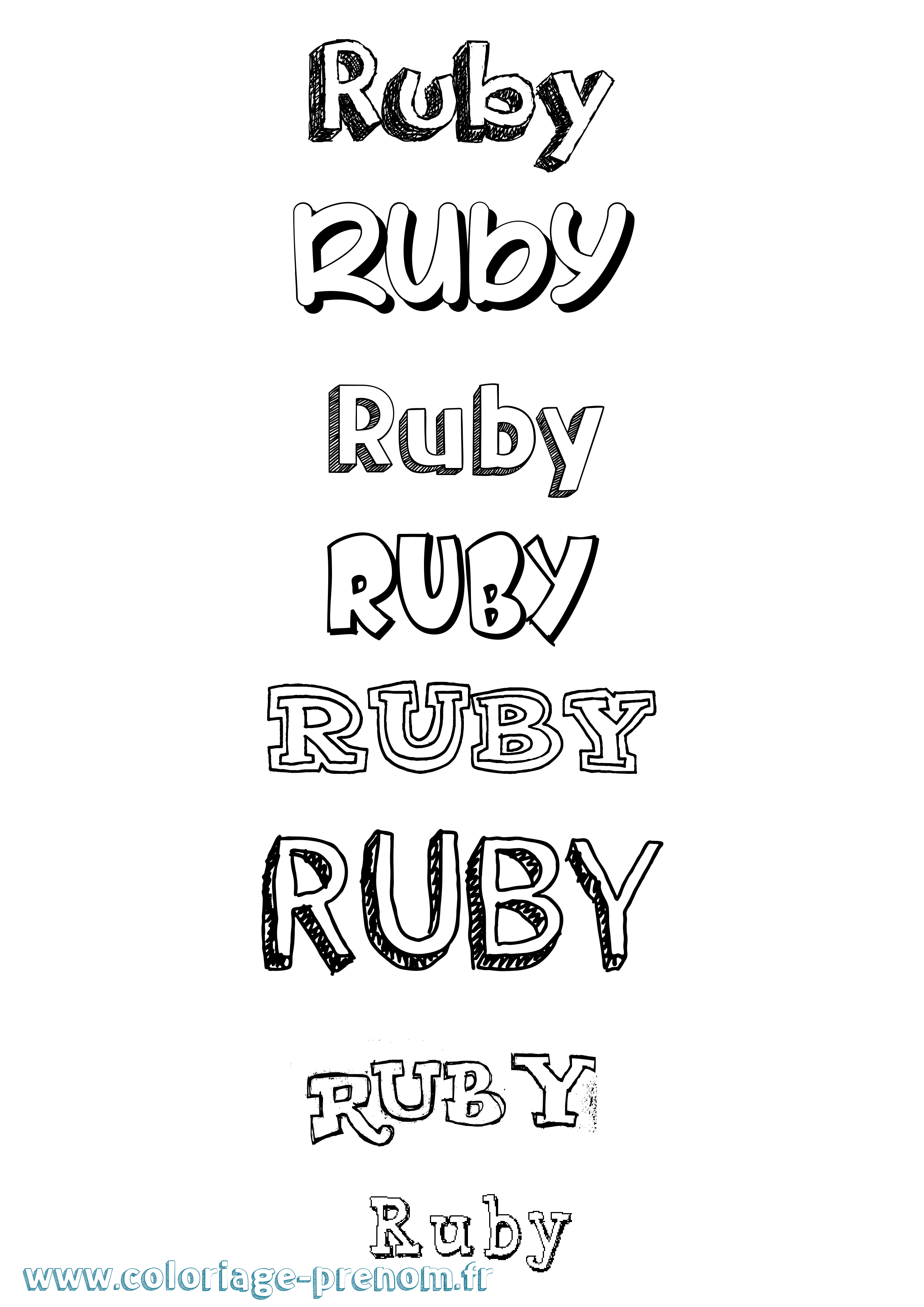 Coloriage prénom Ruby Dessiné