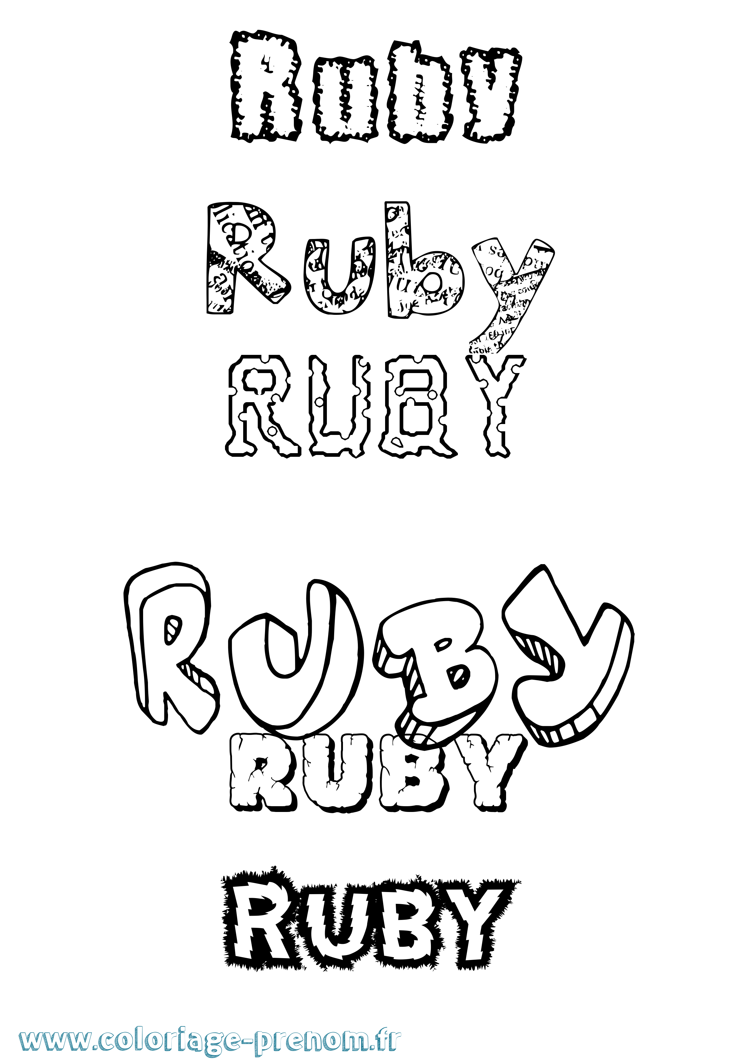 Coloriage prénom Ruby Destructuré