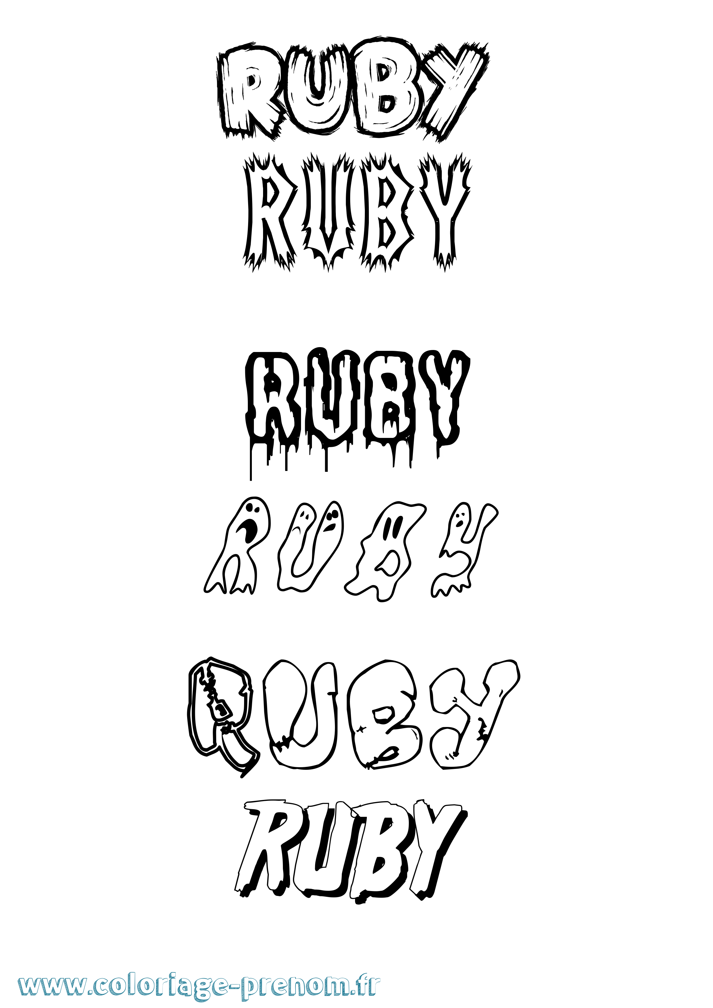Coloriage prénom Ruby Frisson