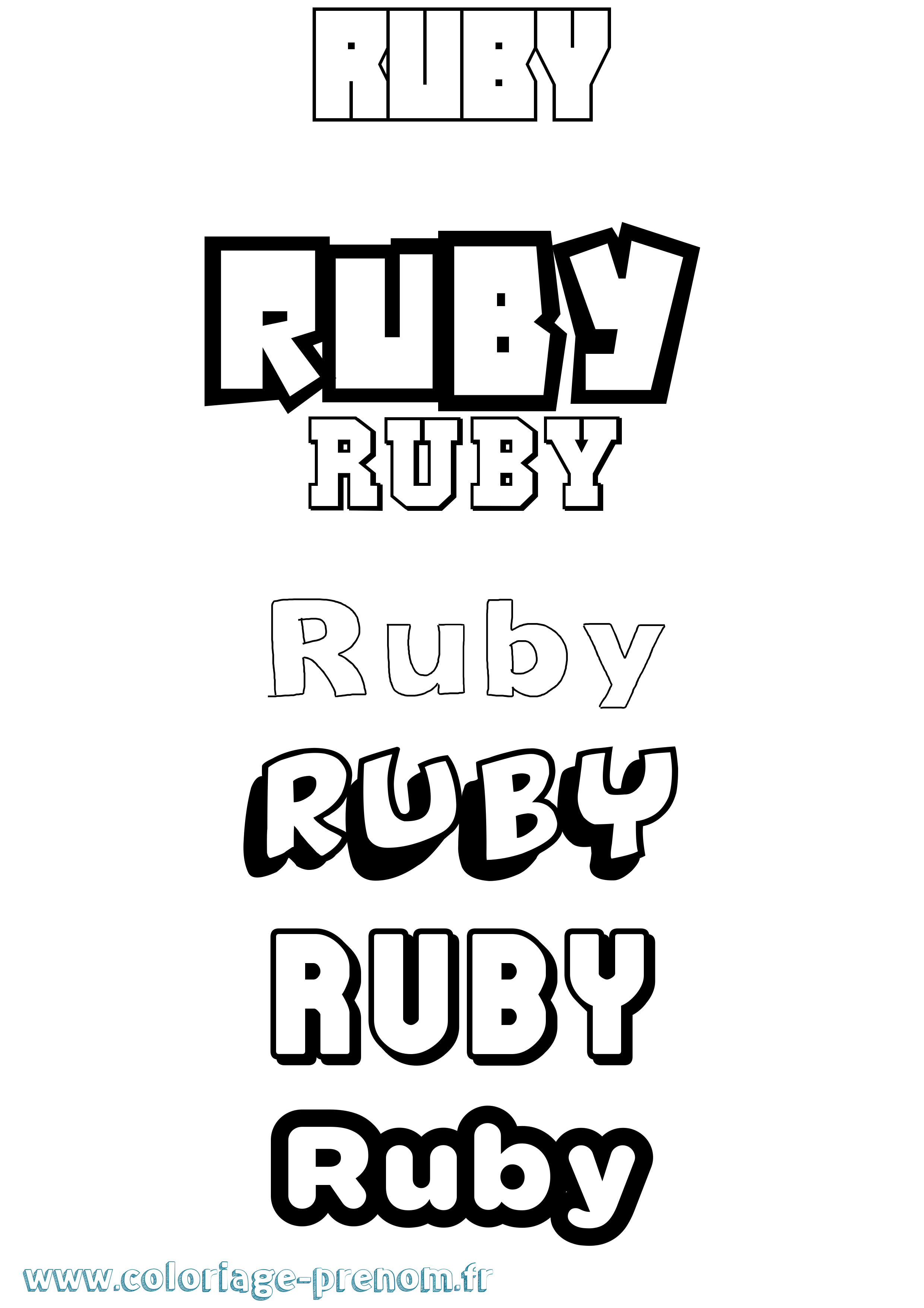 Coloriage prénom Ruby Simple