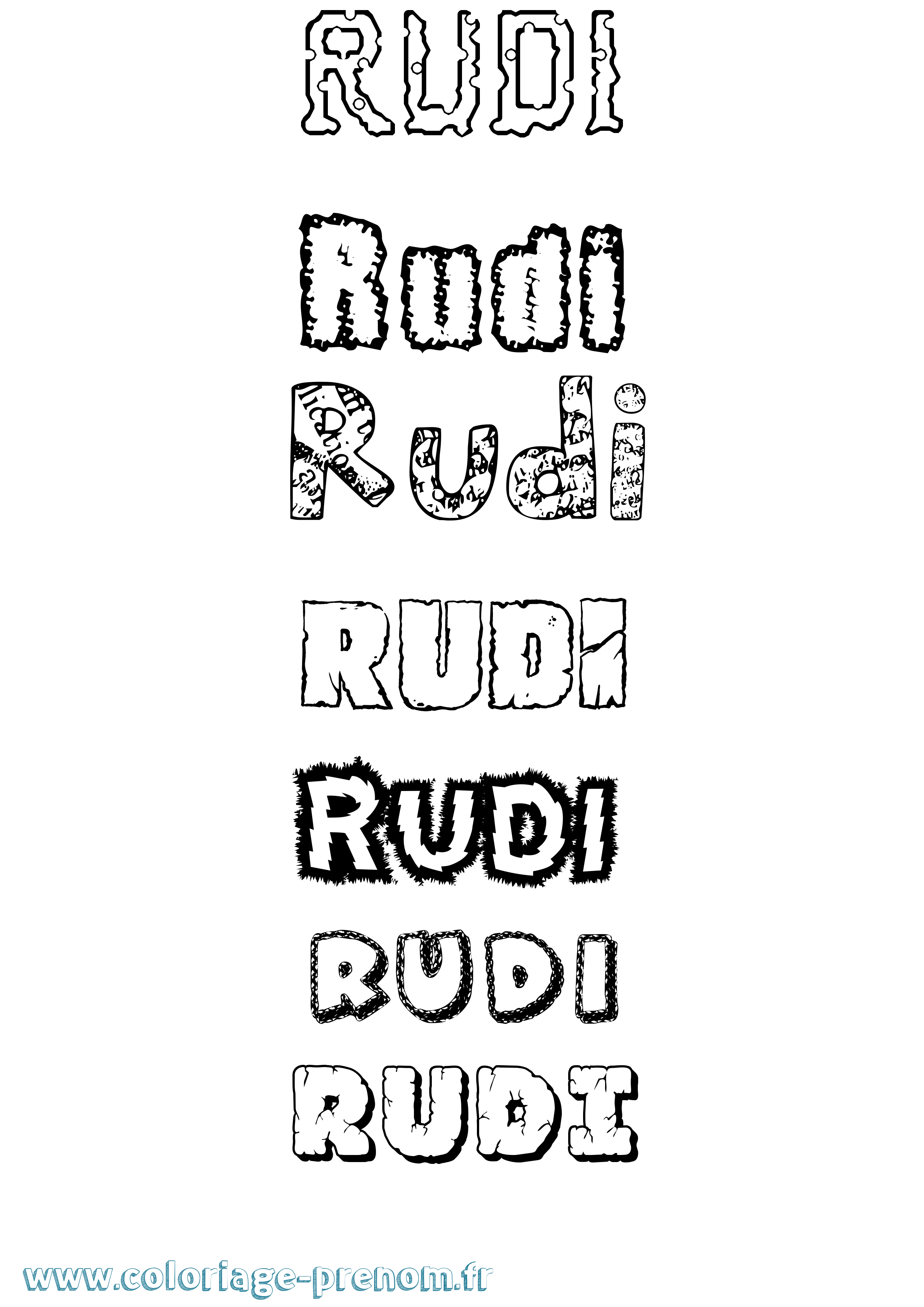 Coloriage prénom Rudi Destructuré
