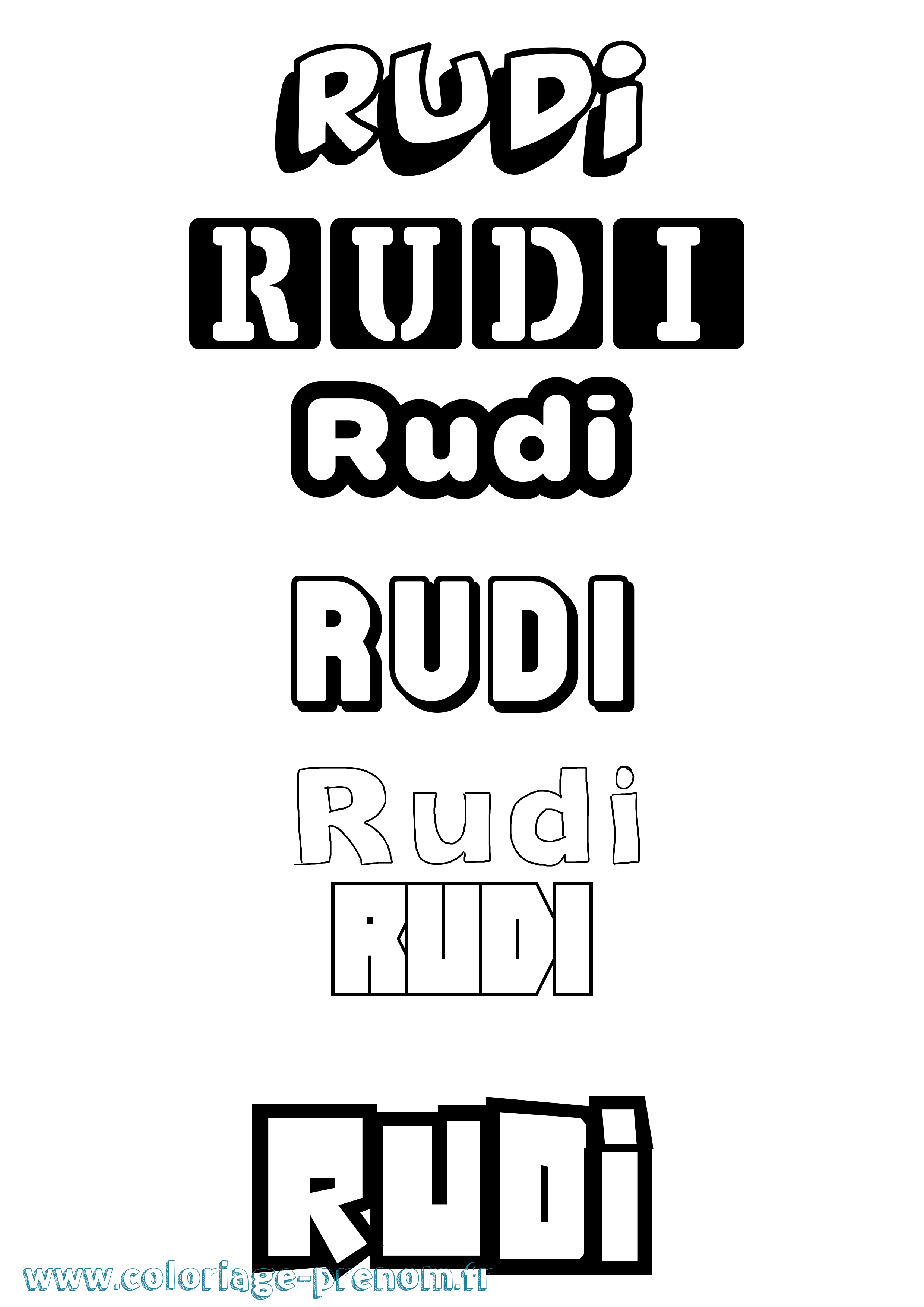 Coloriage prénom Rudi Simple