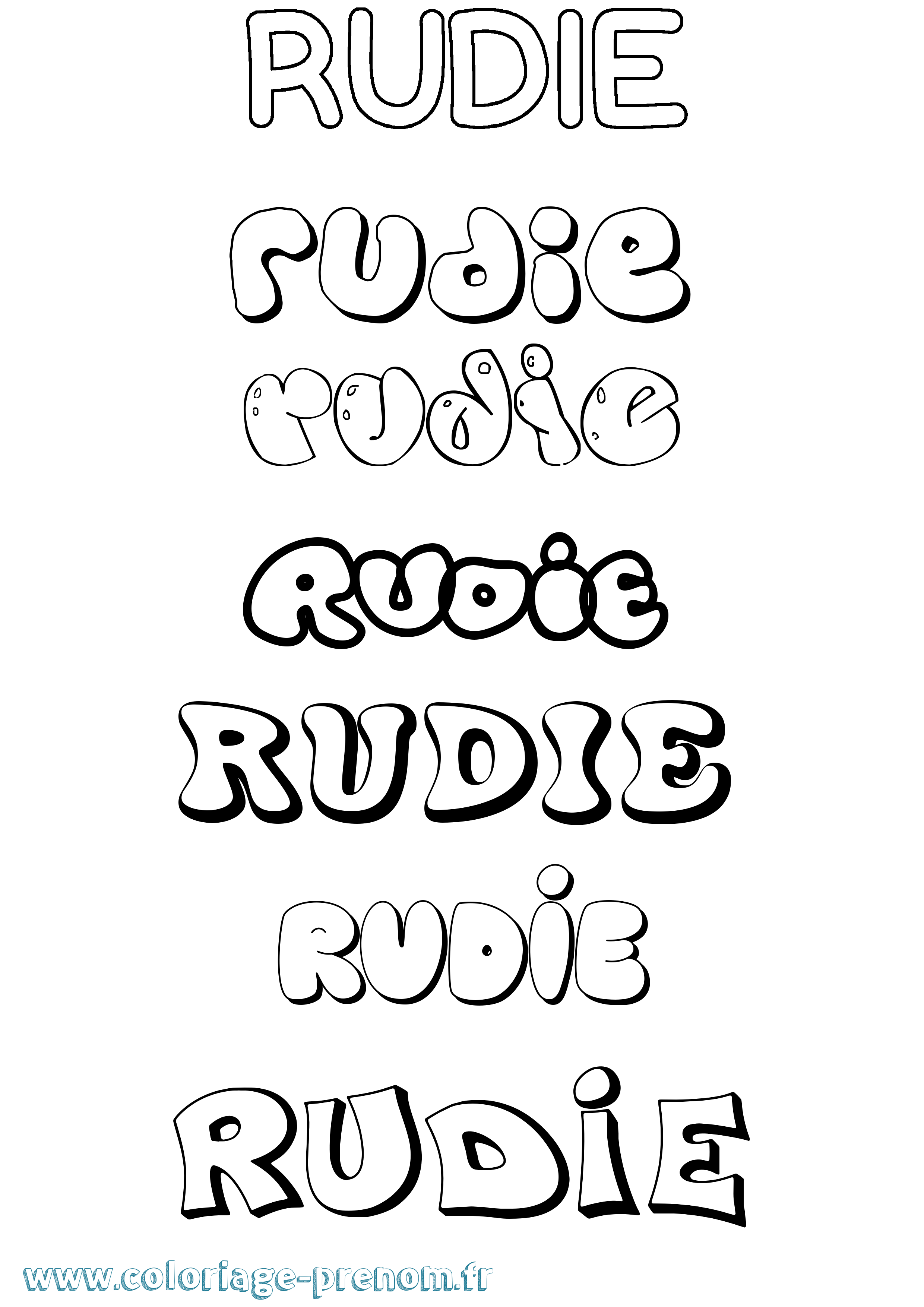 Coloriage prénom Rudie Bubble