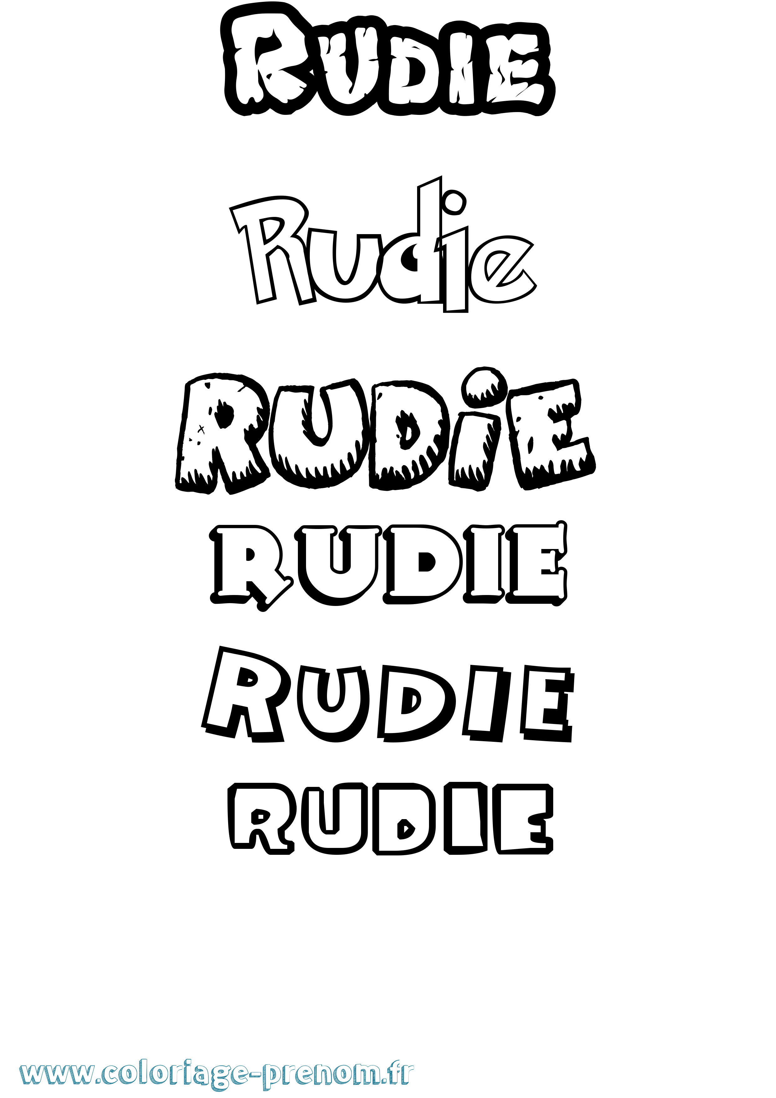 Coloriage prénom Rudie Dessin Animé