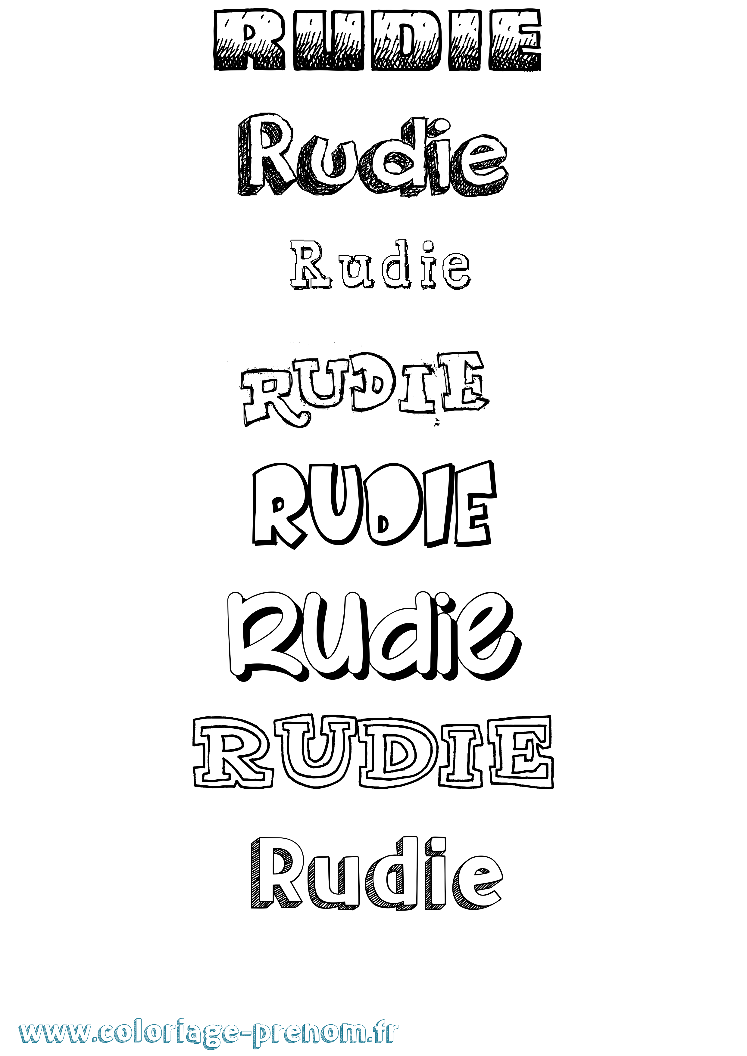 Coloriage prénom Rudie Dessiné