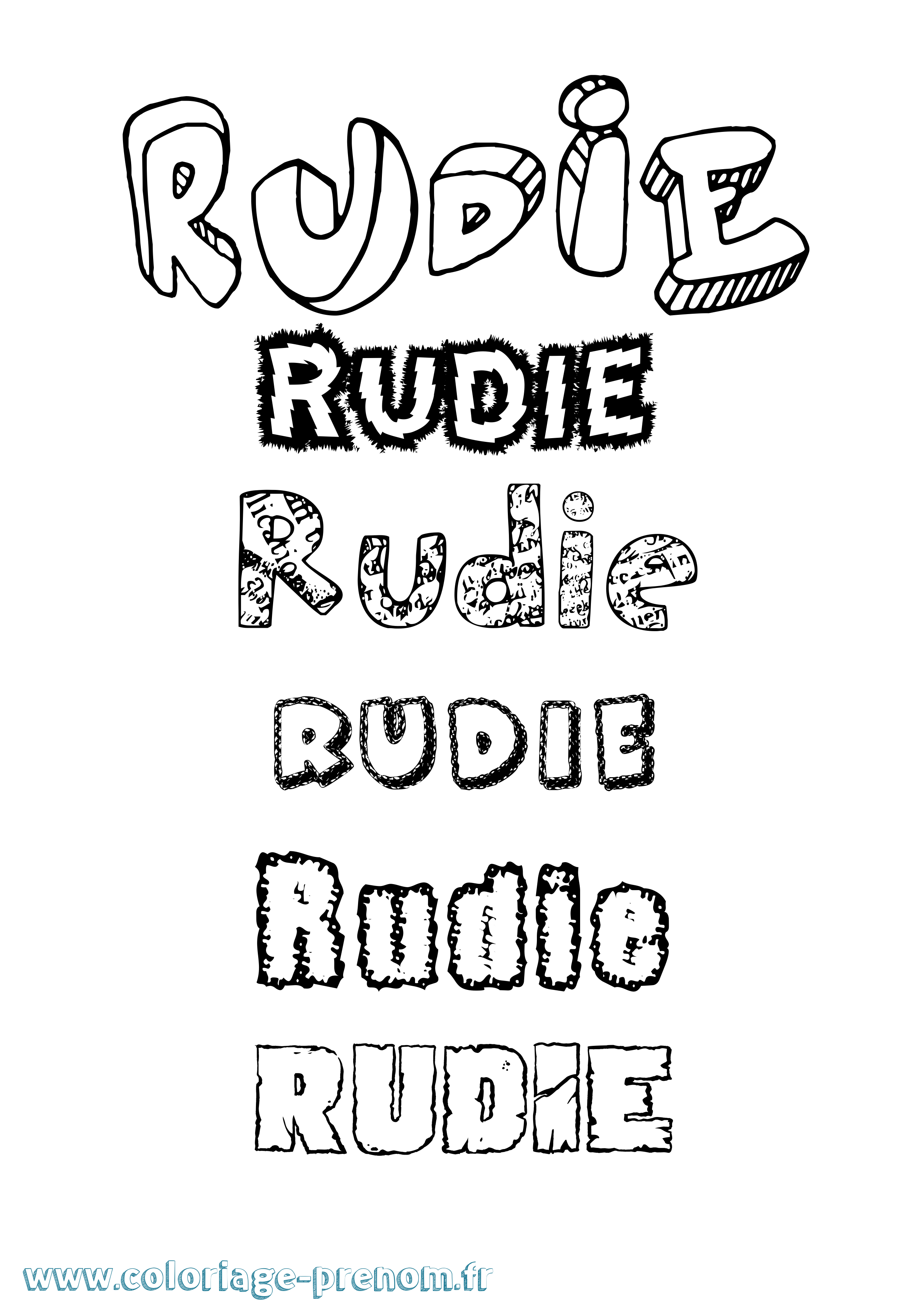 Coloriage prénom Rudie Destructuré