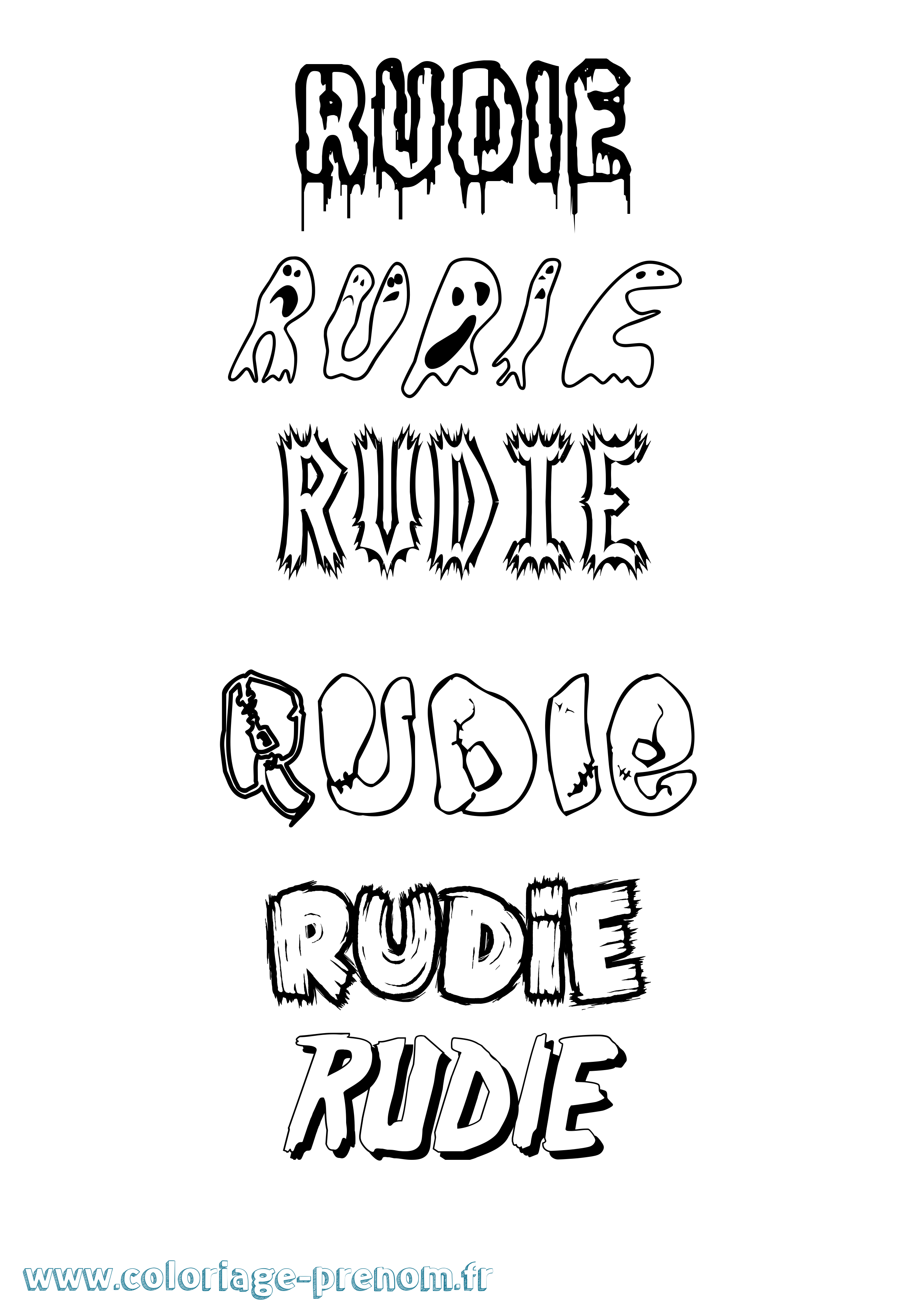 Coloriage prénom Rudie Frisson