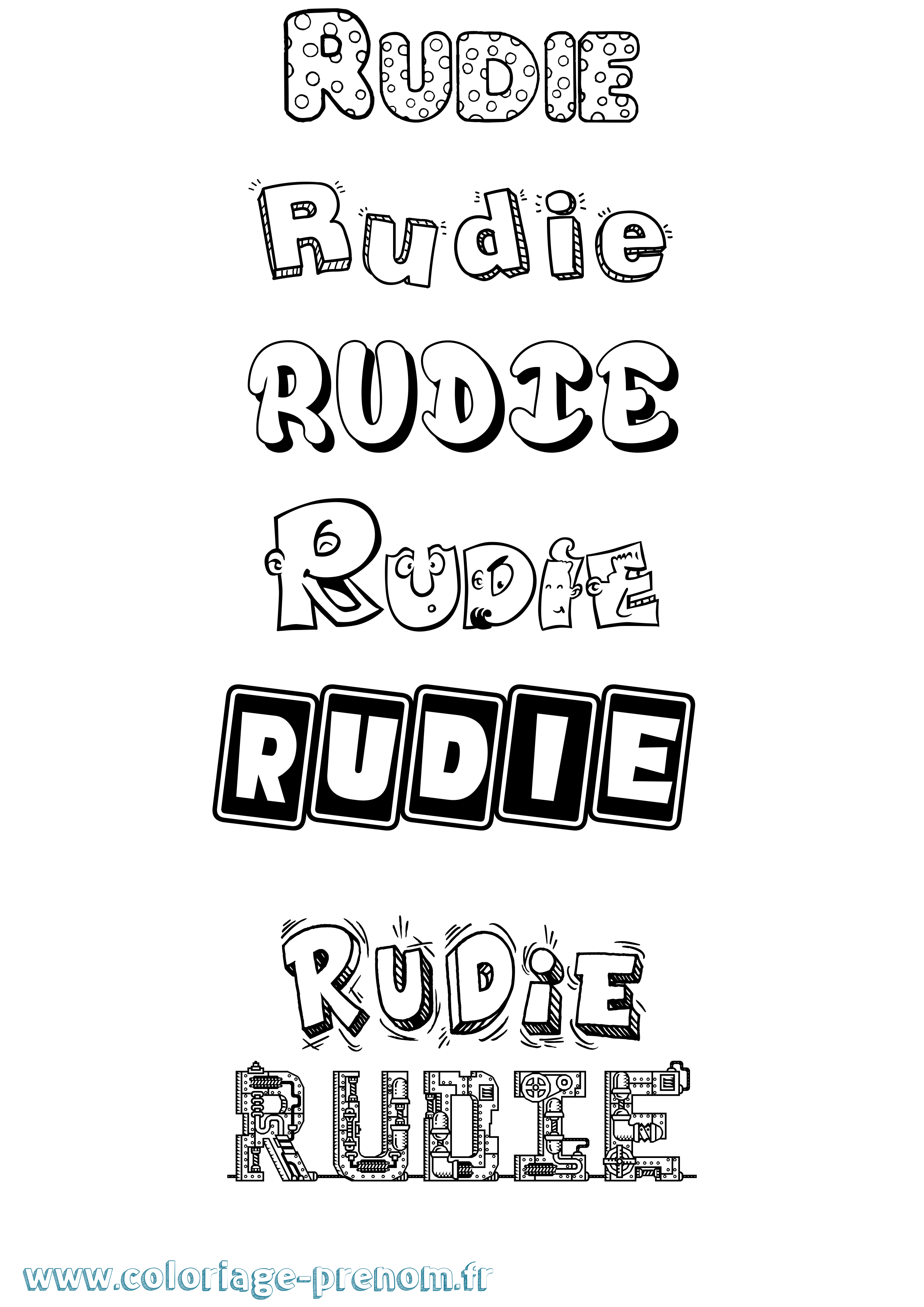 Coloriage prénom Rudie Fun