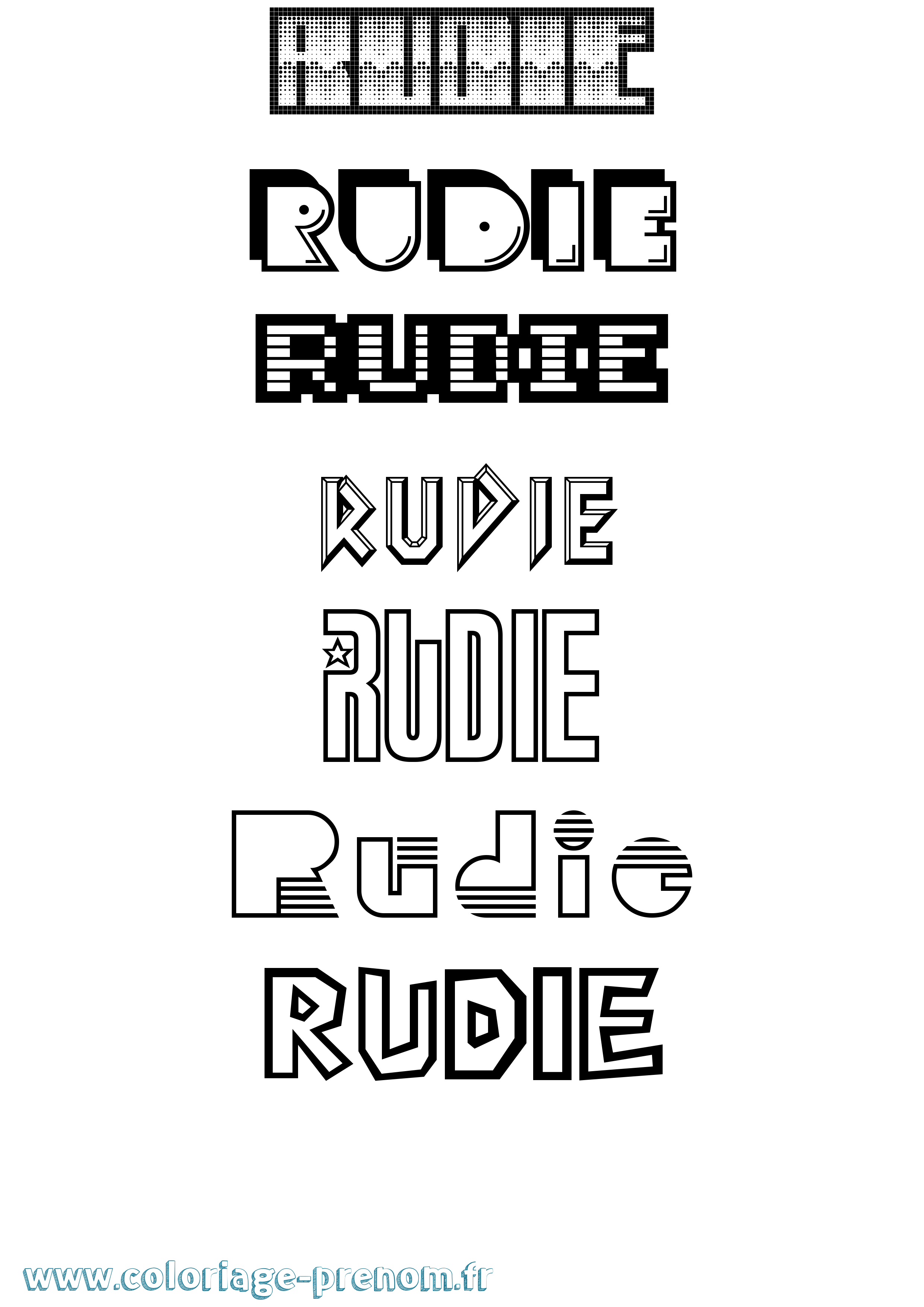 Coloriage prénom Rudie Jeux Vidéos