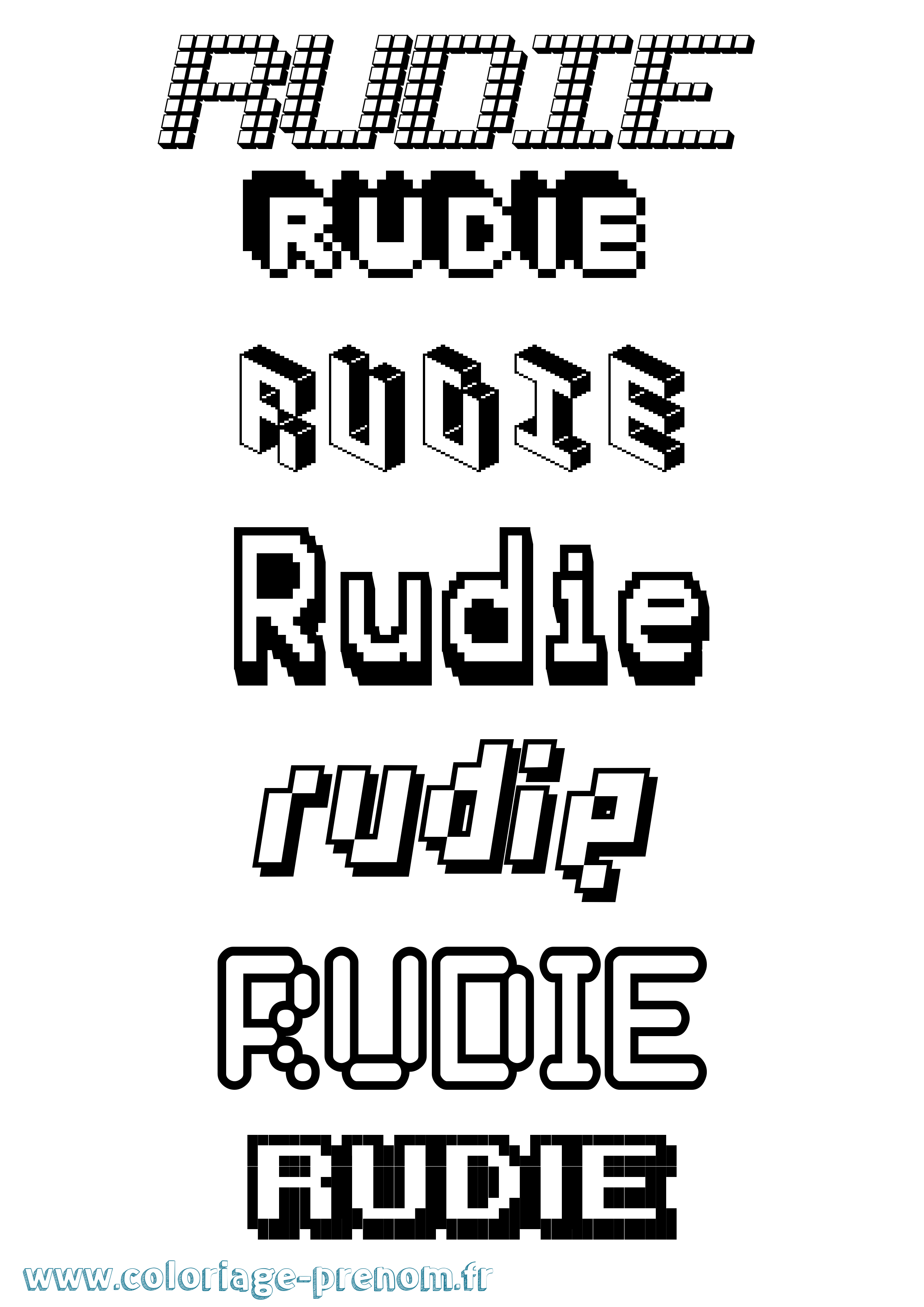 Coloriage prénom Rudie Pixel