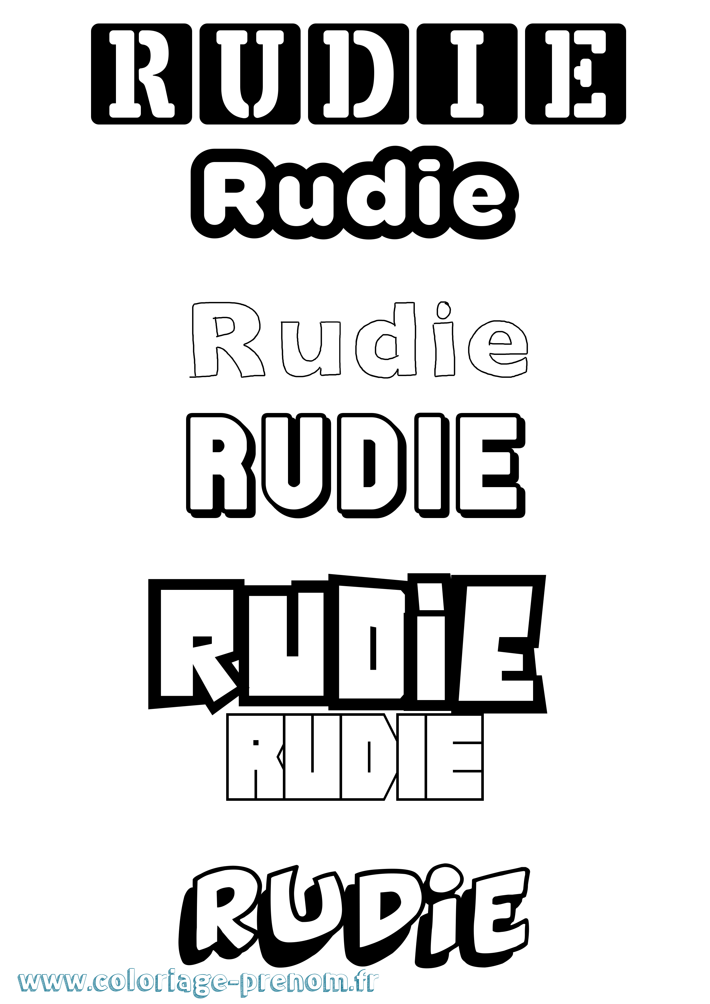 Coloriage prénom Rudie Simple