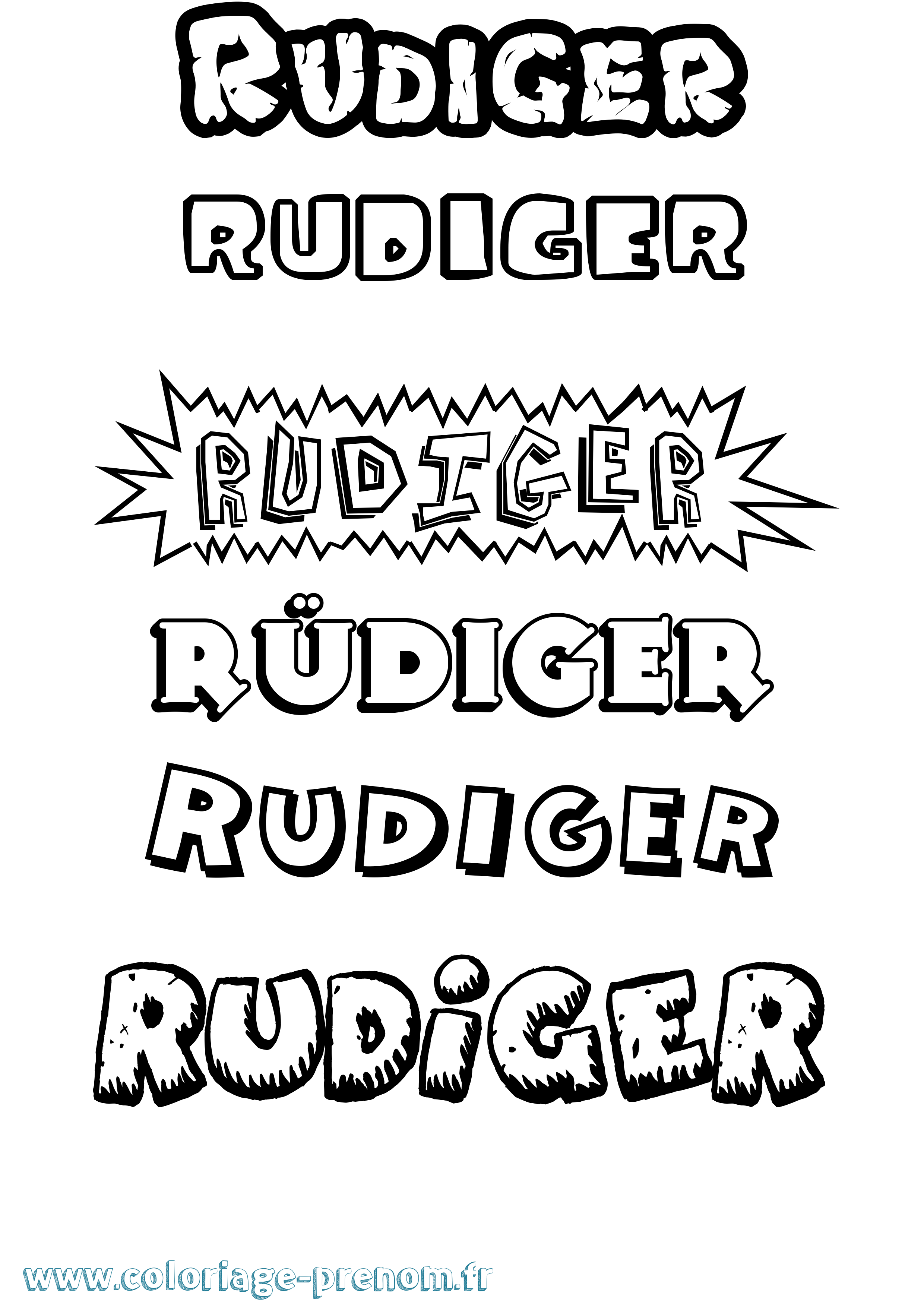 Coloriage prénom Rüdiger Dessin Animé