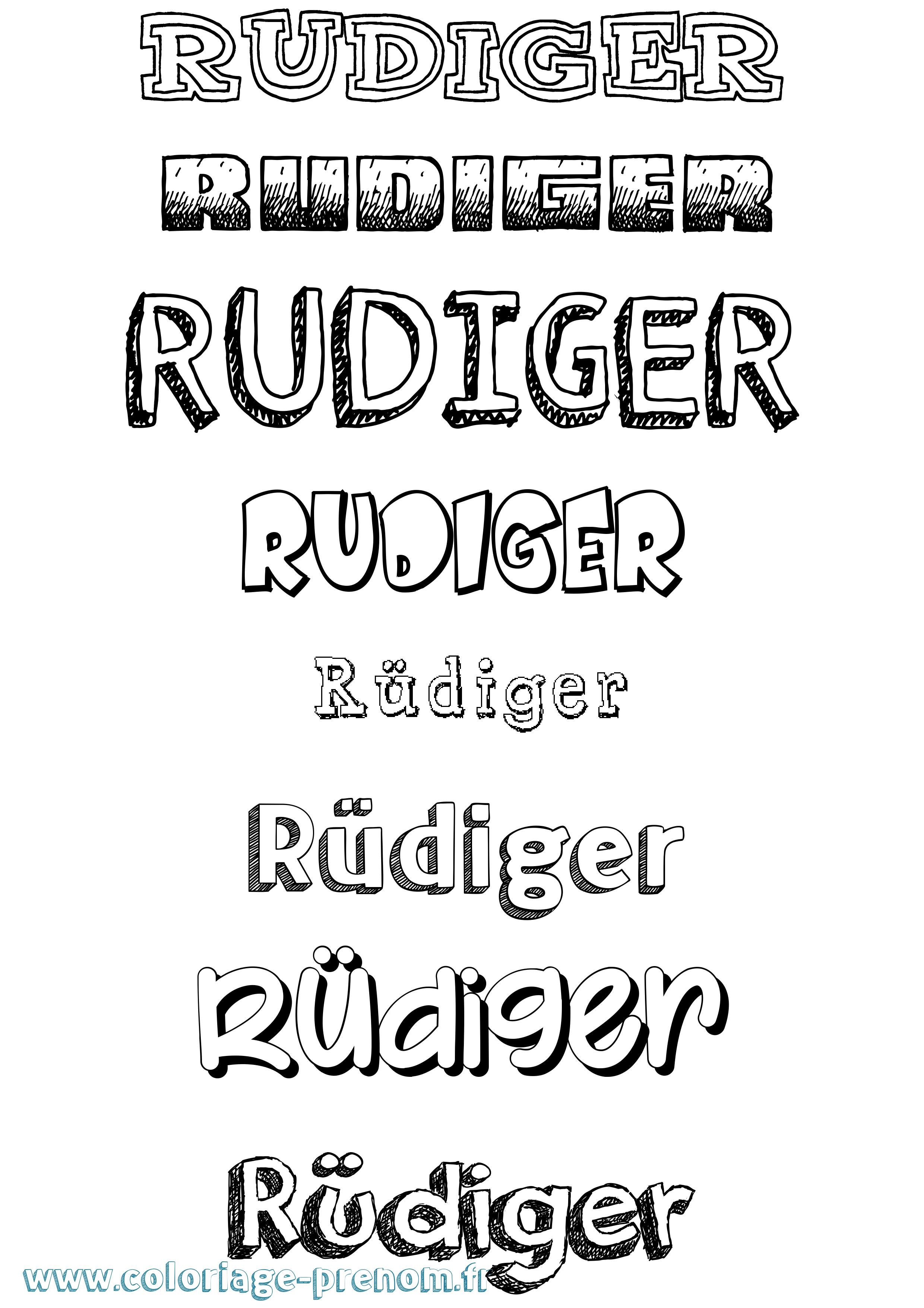 Coloriage prénom Rüdiger Dessiné