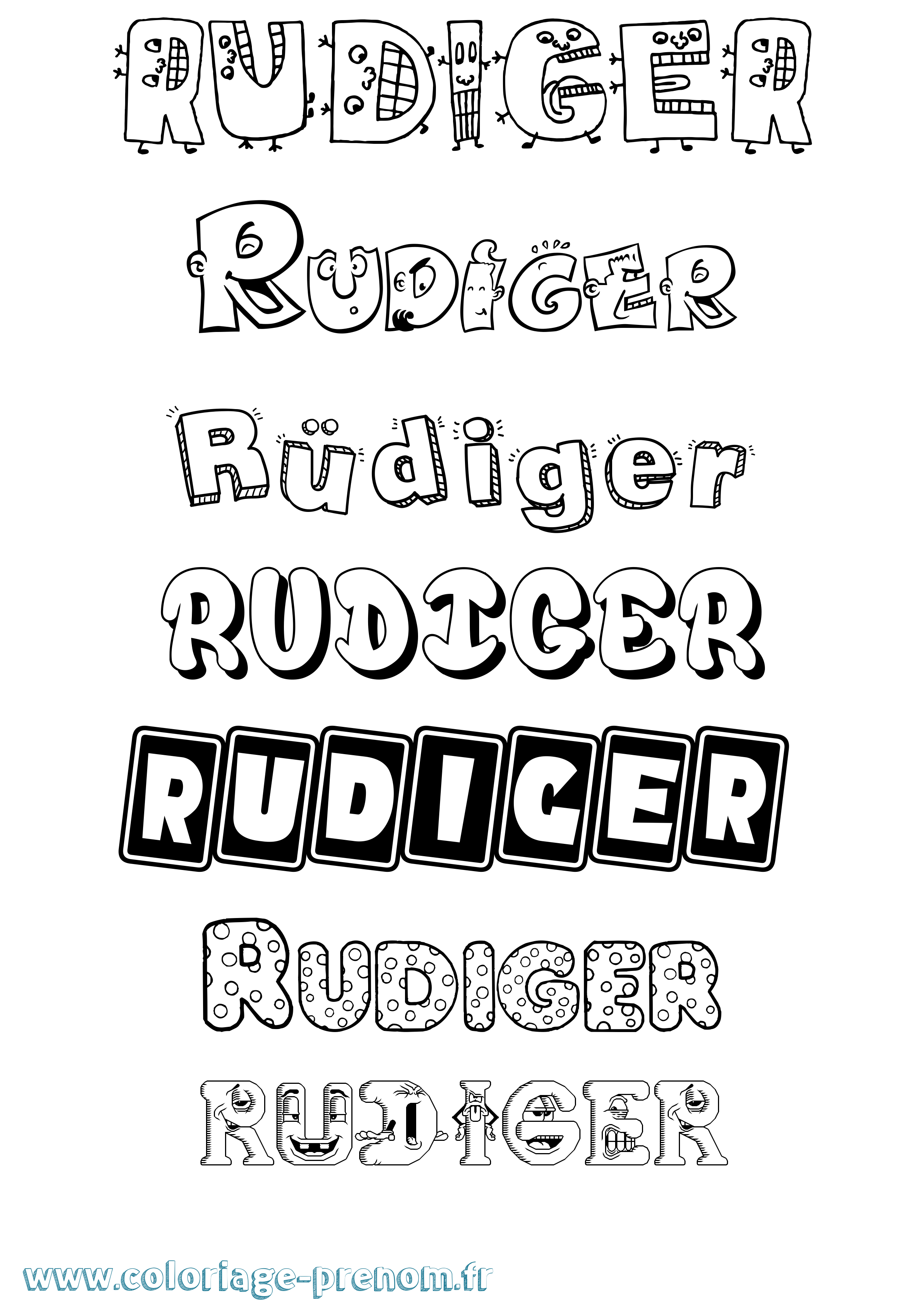 Coloriage prénom Rüdiger Fun