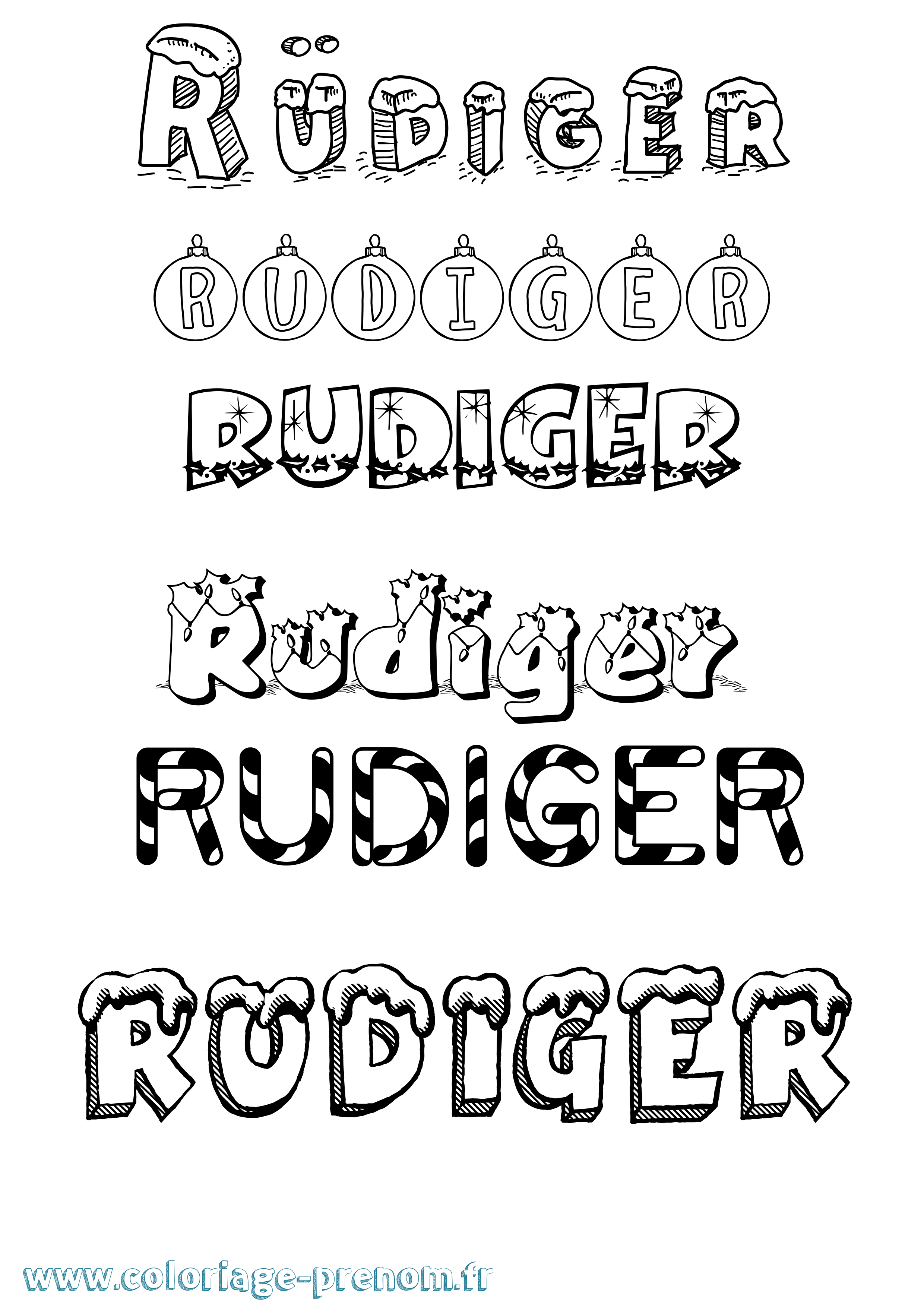 Coloriage prénom Rüdiger Noël