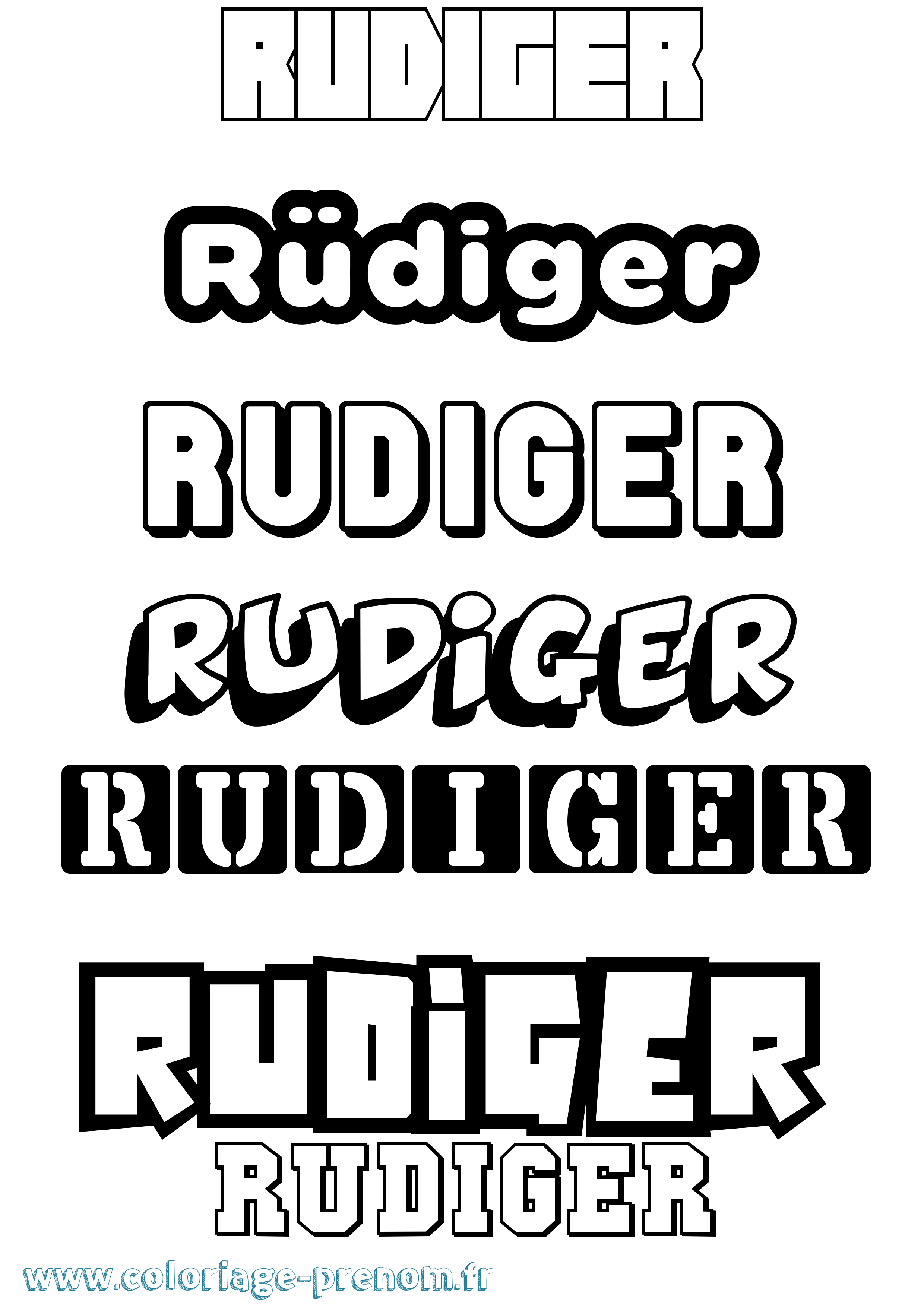 Coloriage prénom Rüdiger Simple
