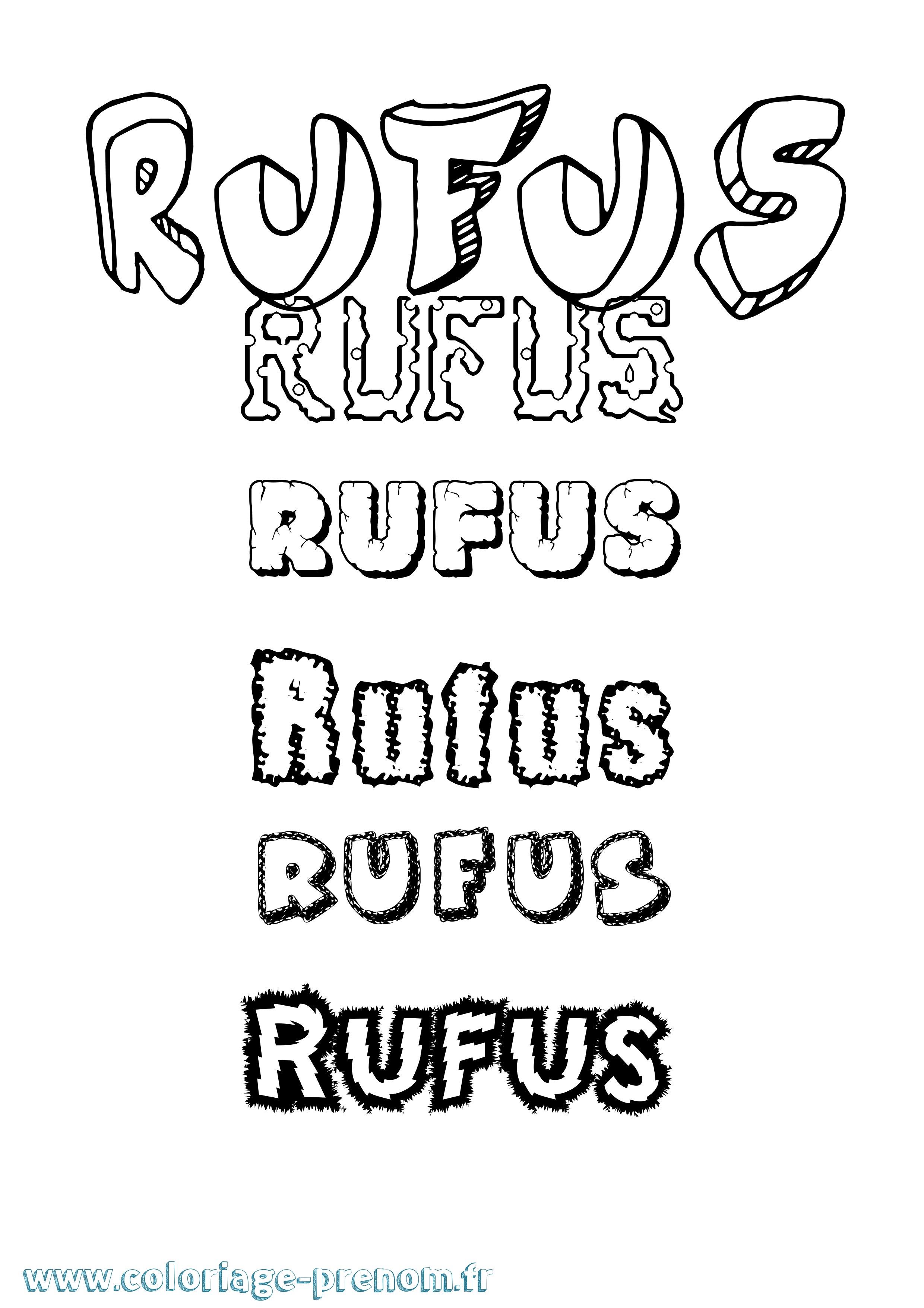 Coloriage prénom Rufus Destructuré