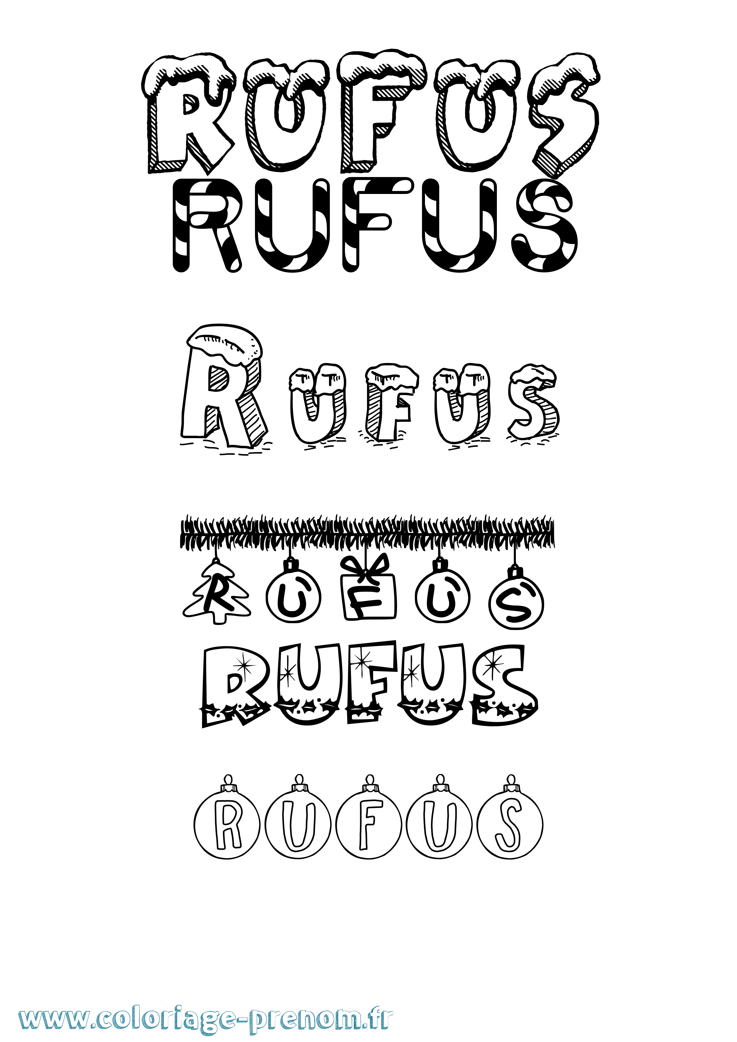 Coloriage prénom Rufus Noël