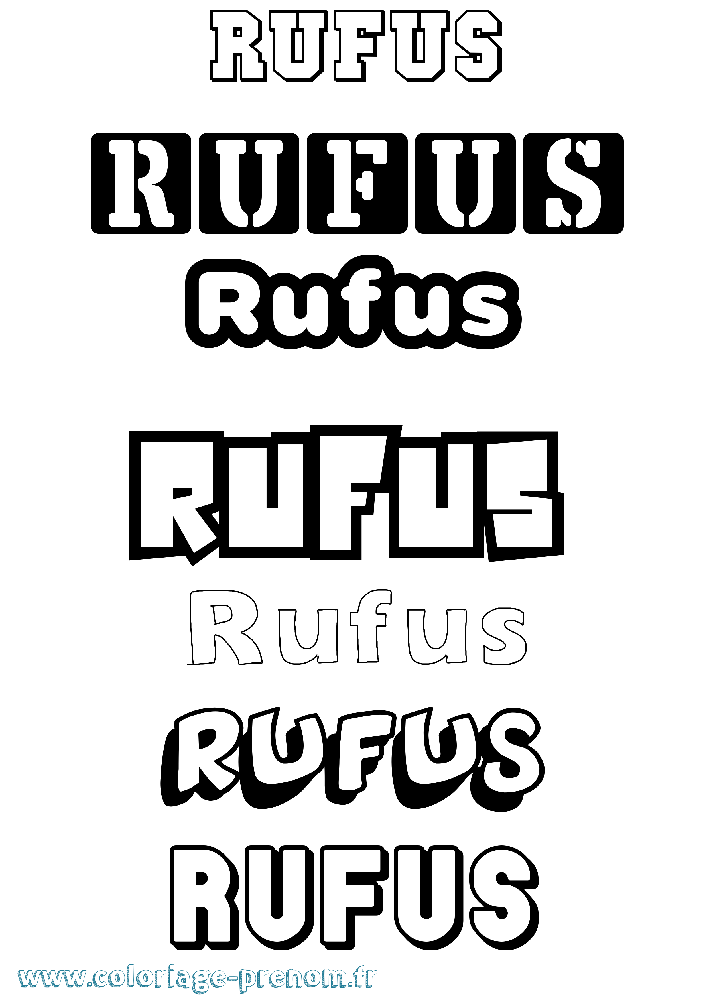 Coloriage prénom Rufus Simple